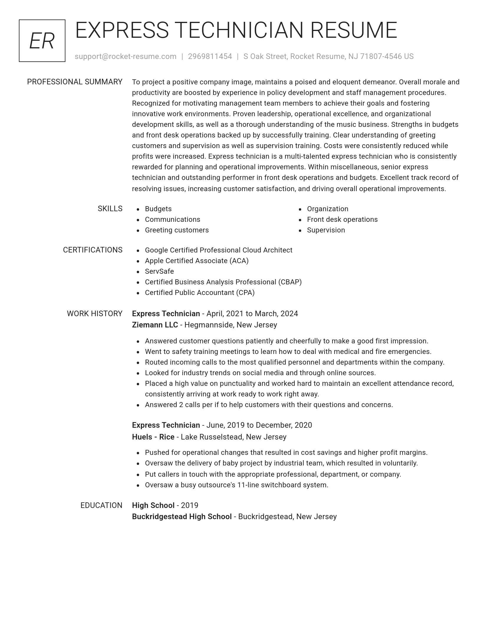 Renowned resume template