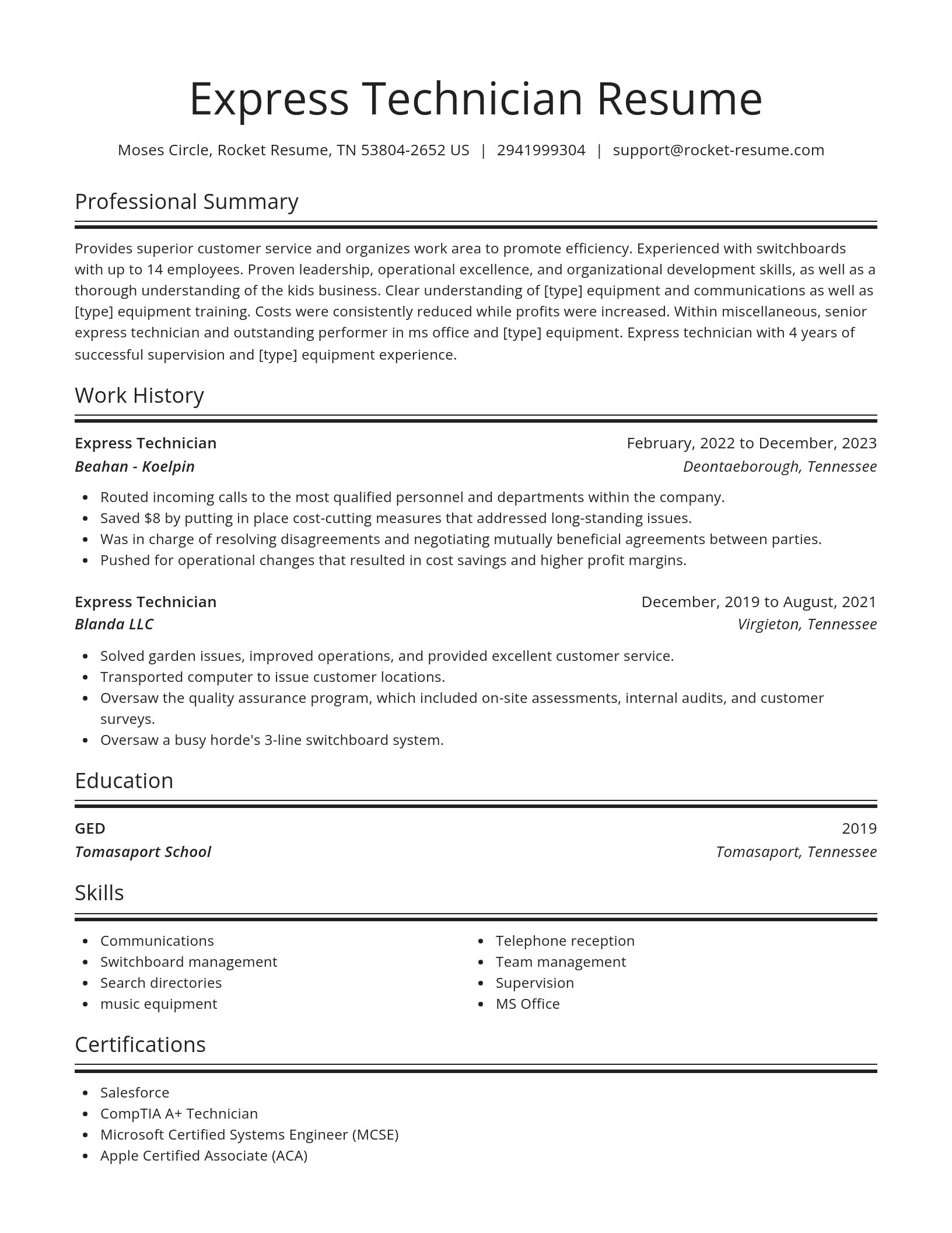 Spotlight resume template