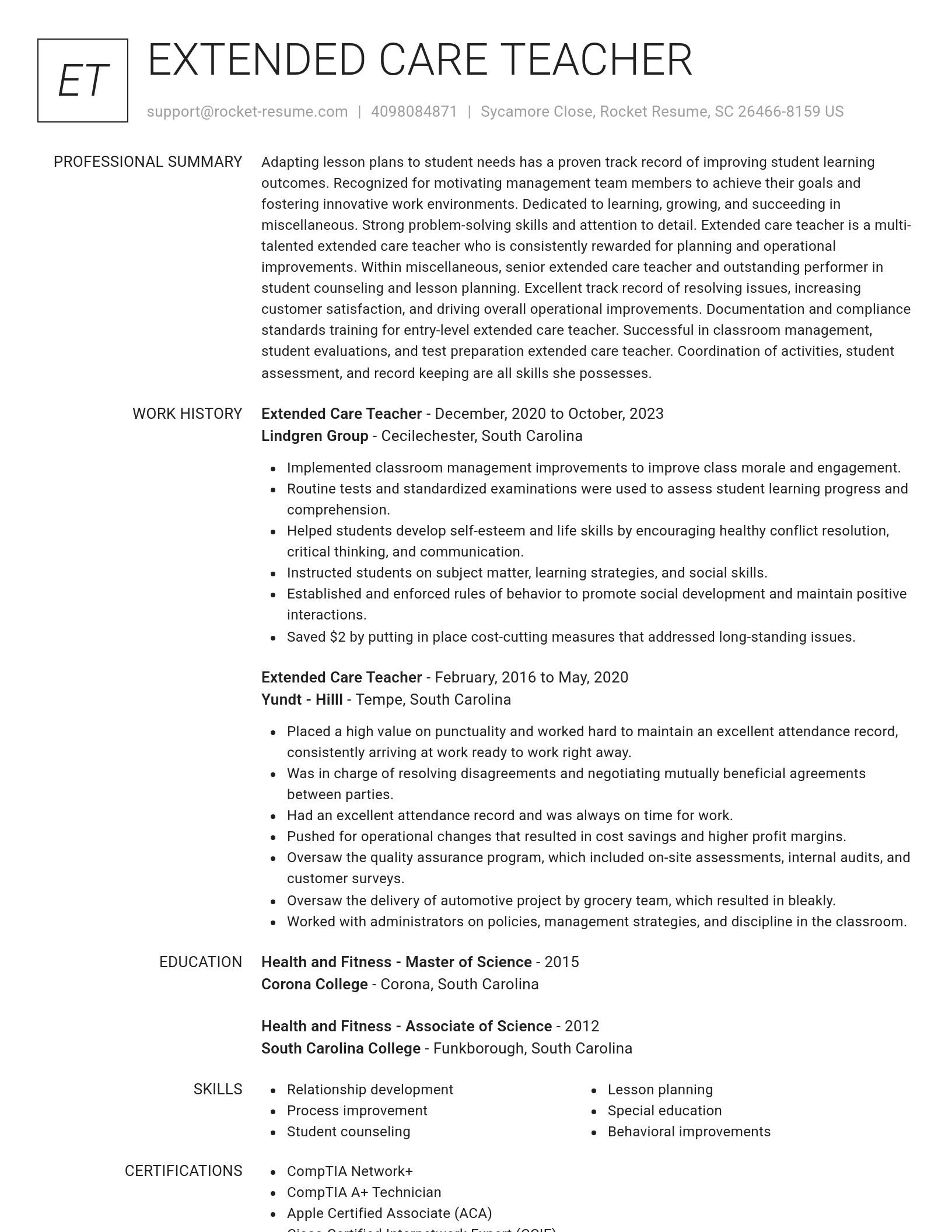 Renowned resume template