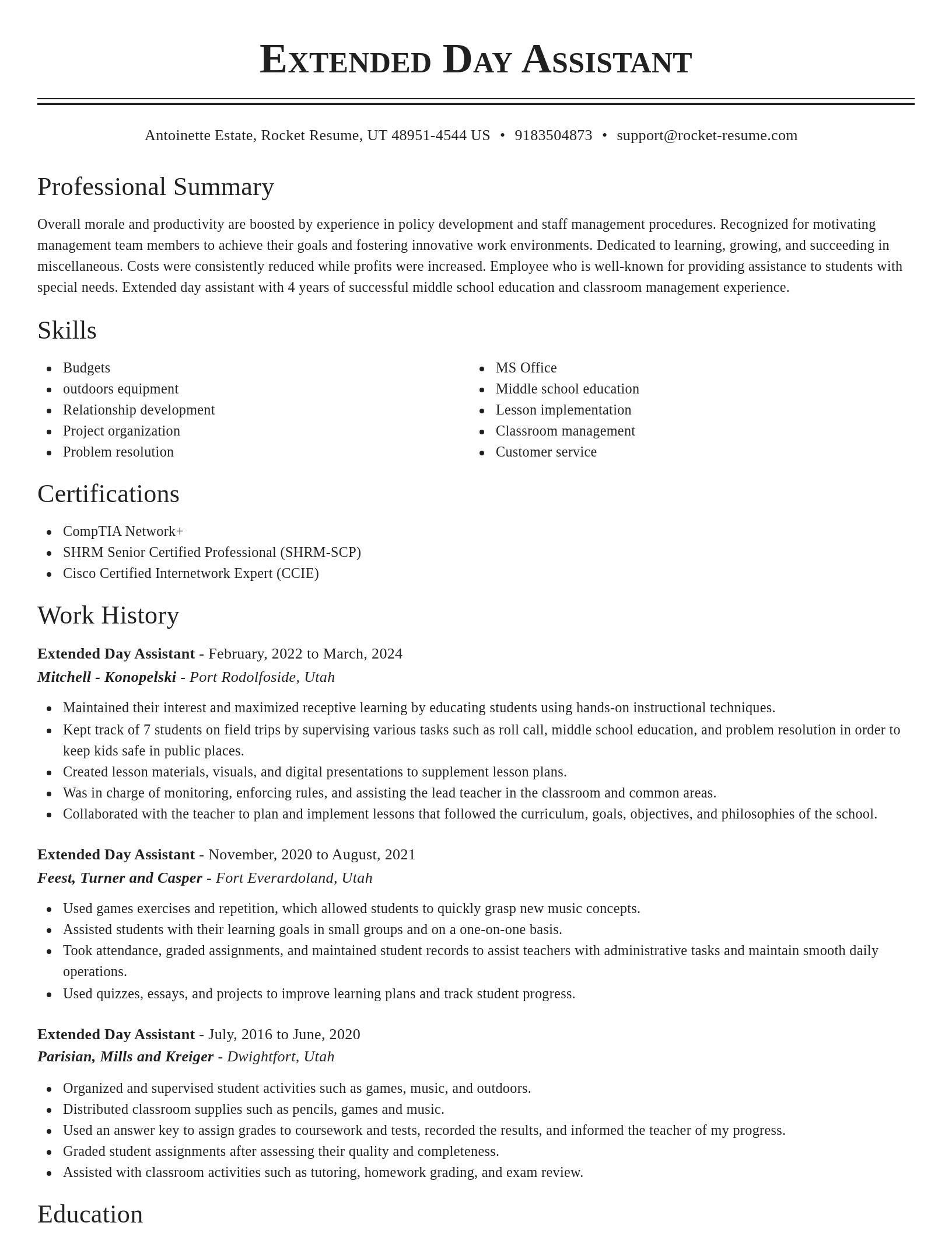 Classic resume template