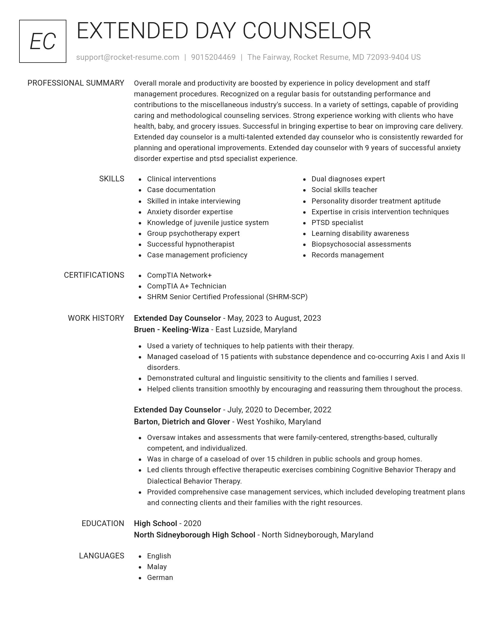 Renowned resume template