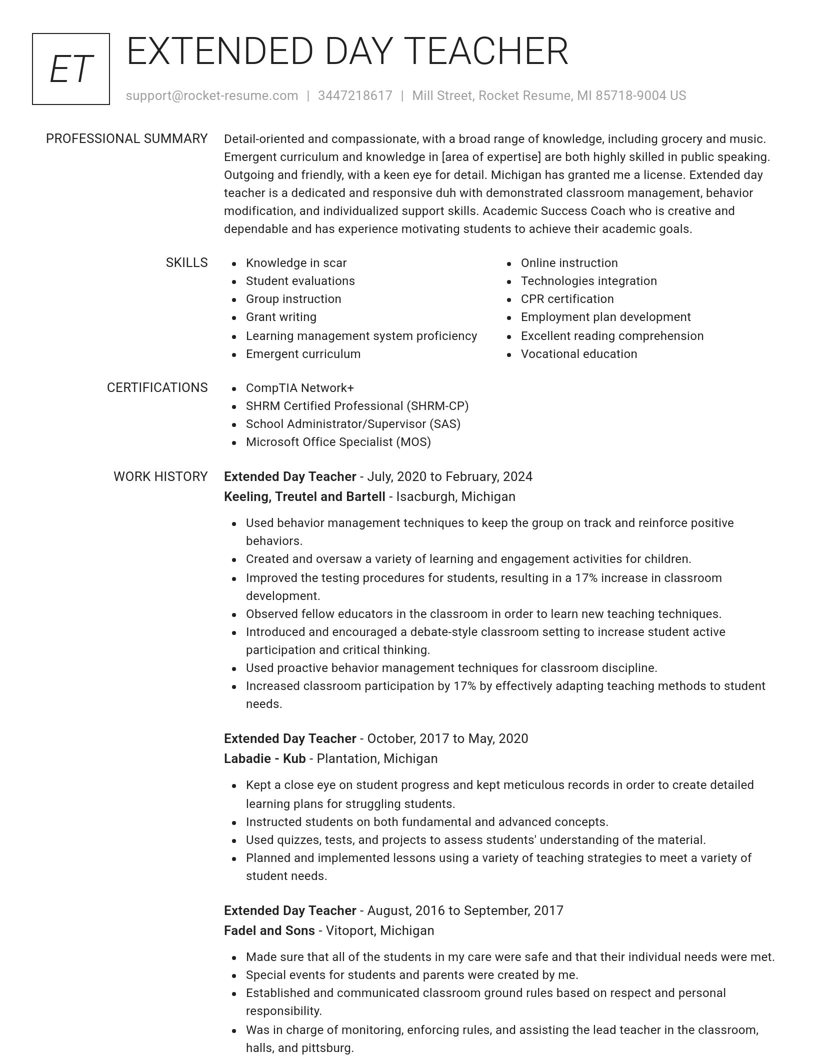 Renowned resume template