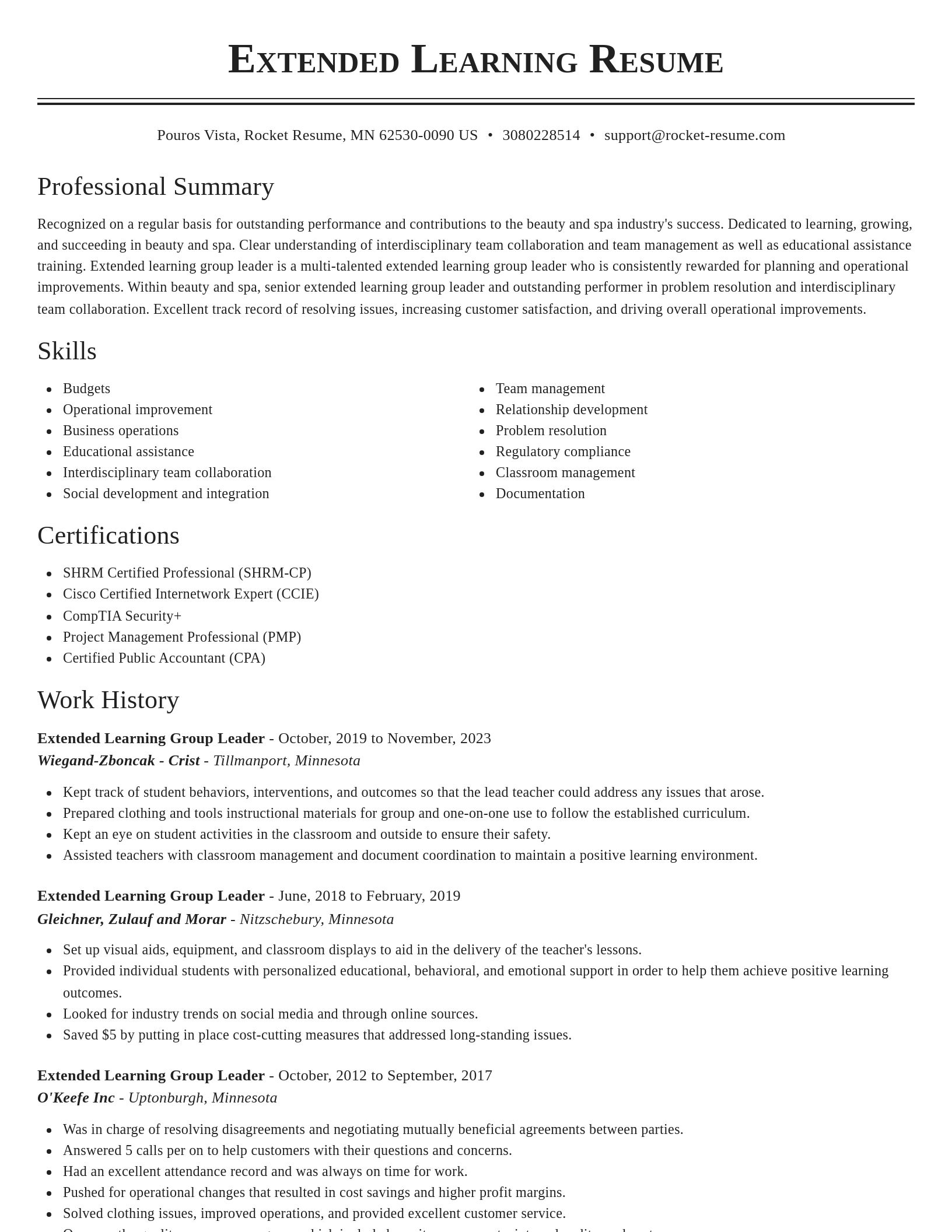 Classic resume template