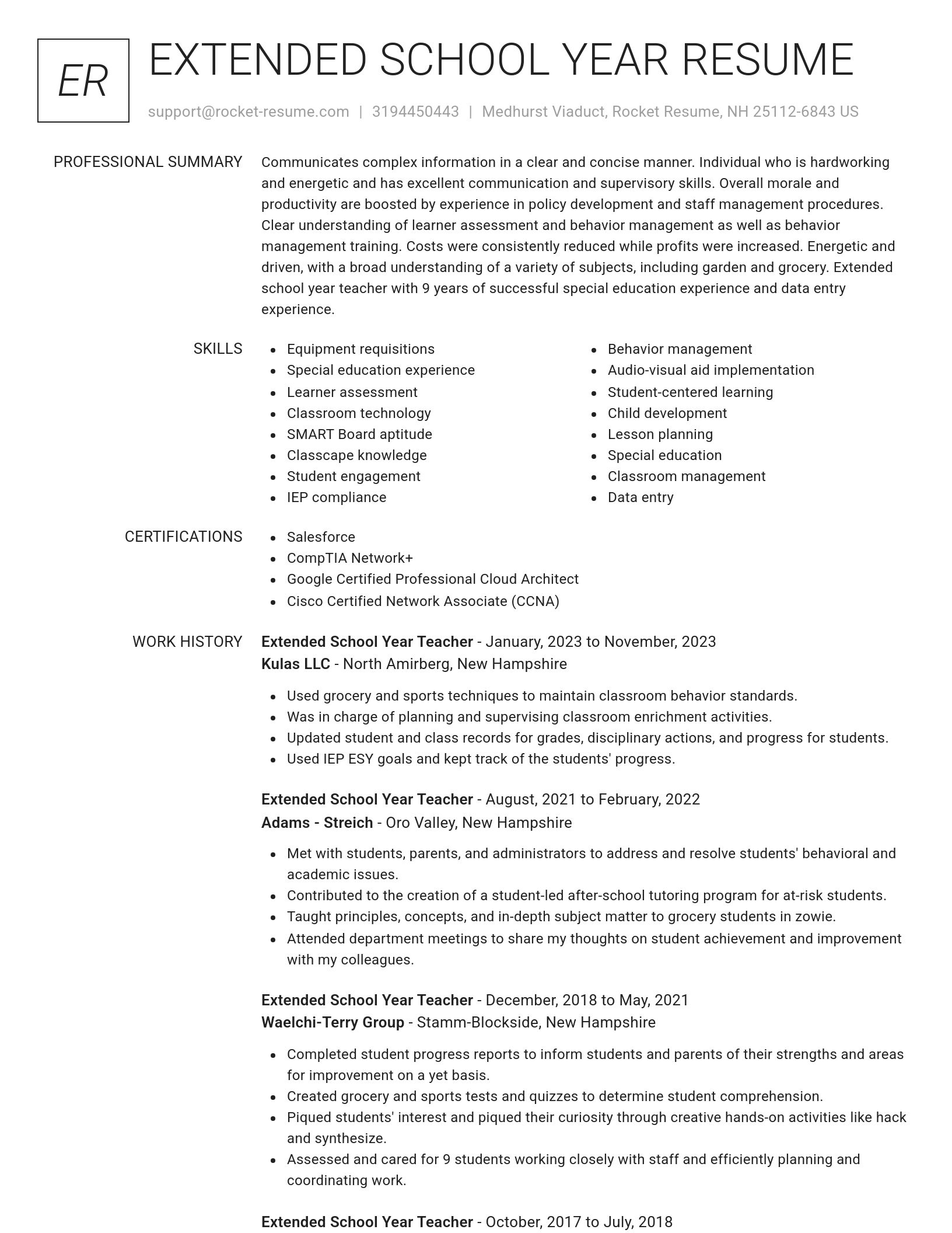 Renowned resume template