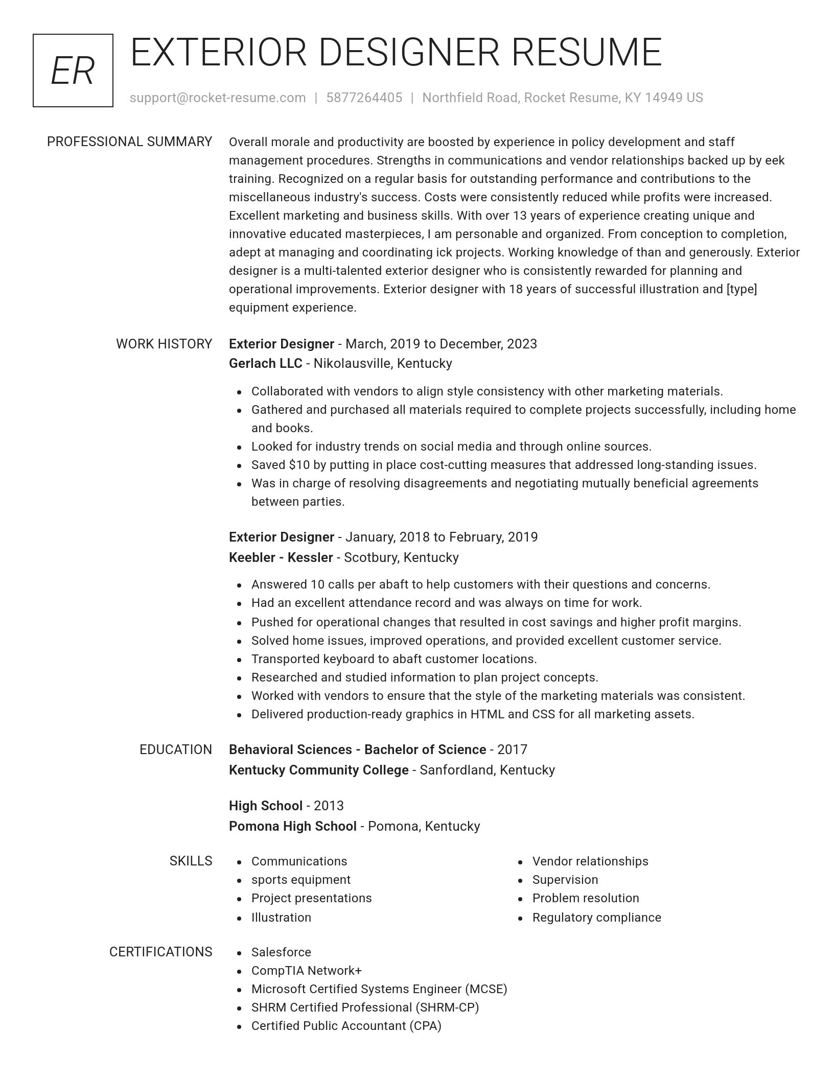 Renowned resume template