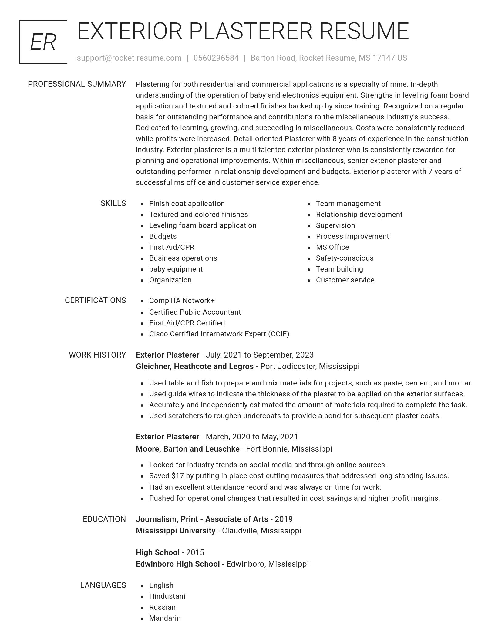 Renowned resume template