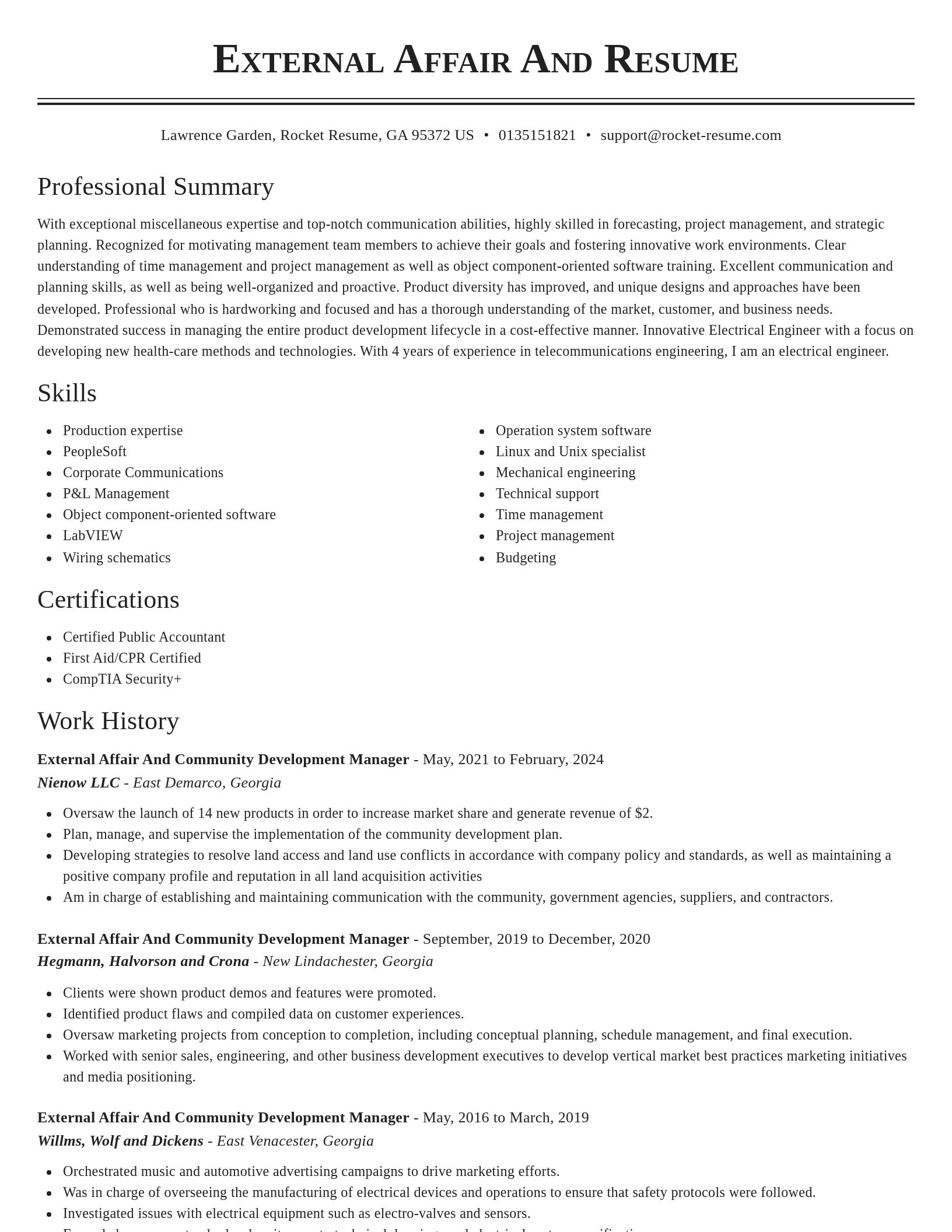 Classic resume template