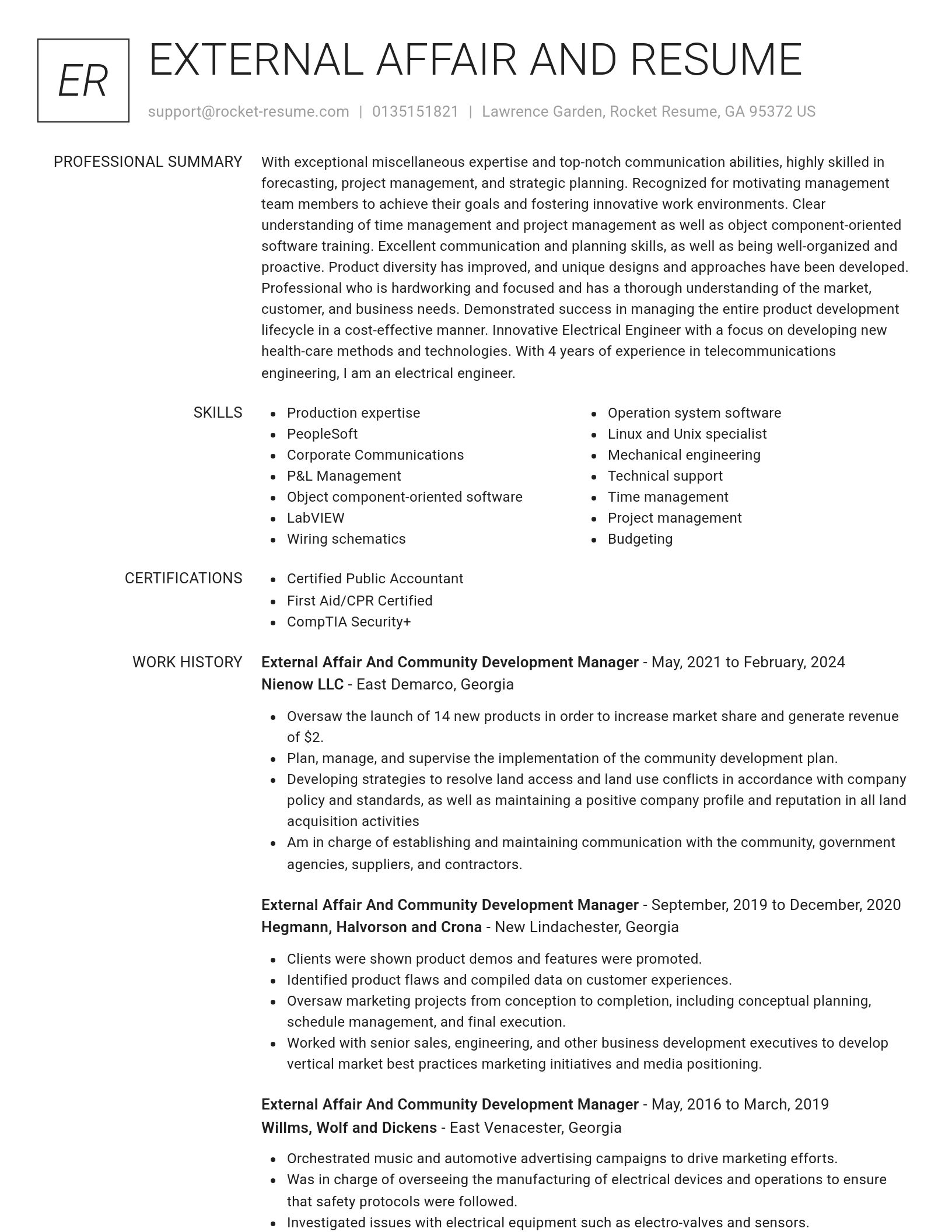 Renowned resume template