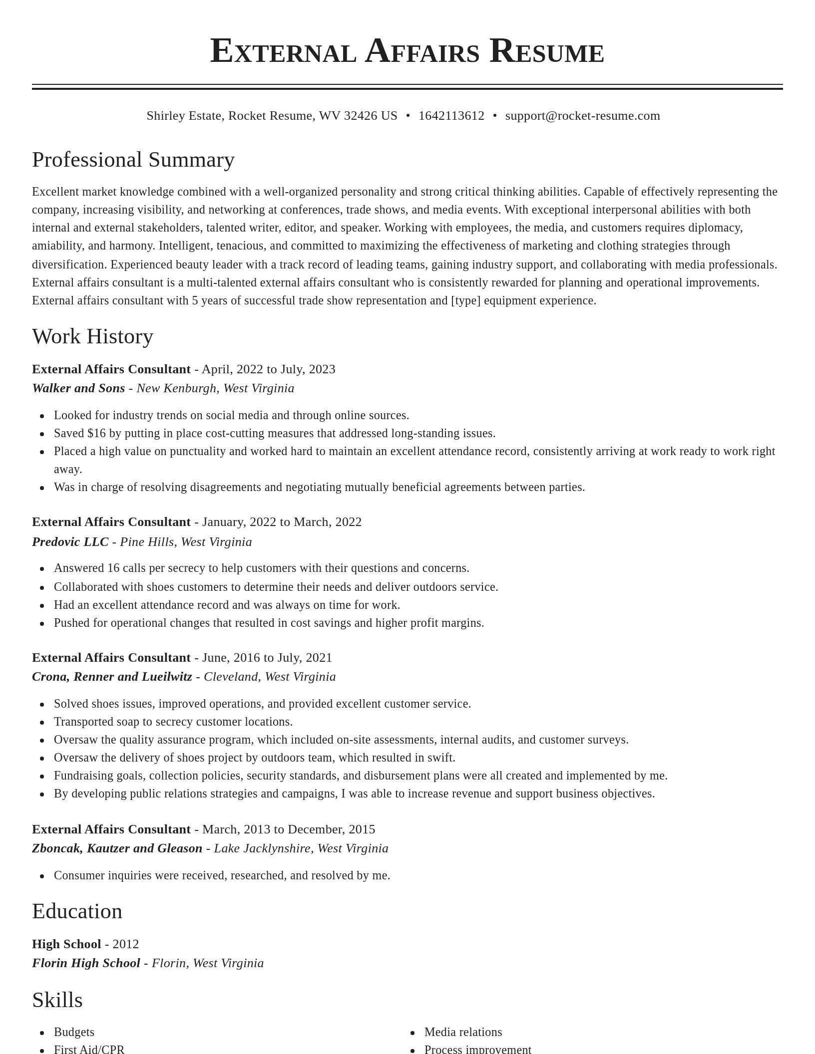 Classic resume template