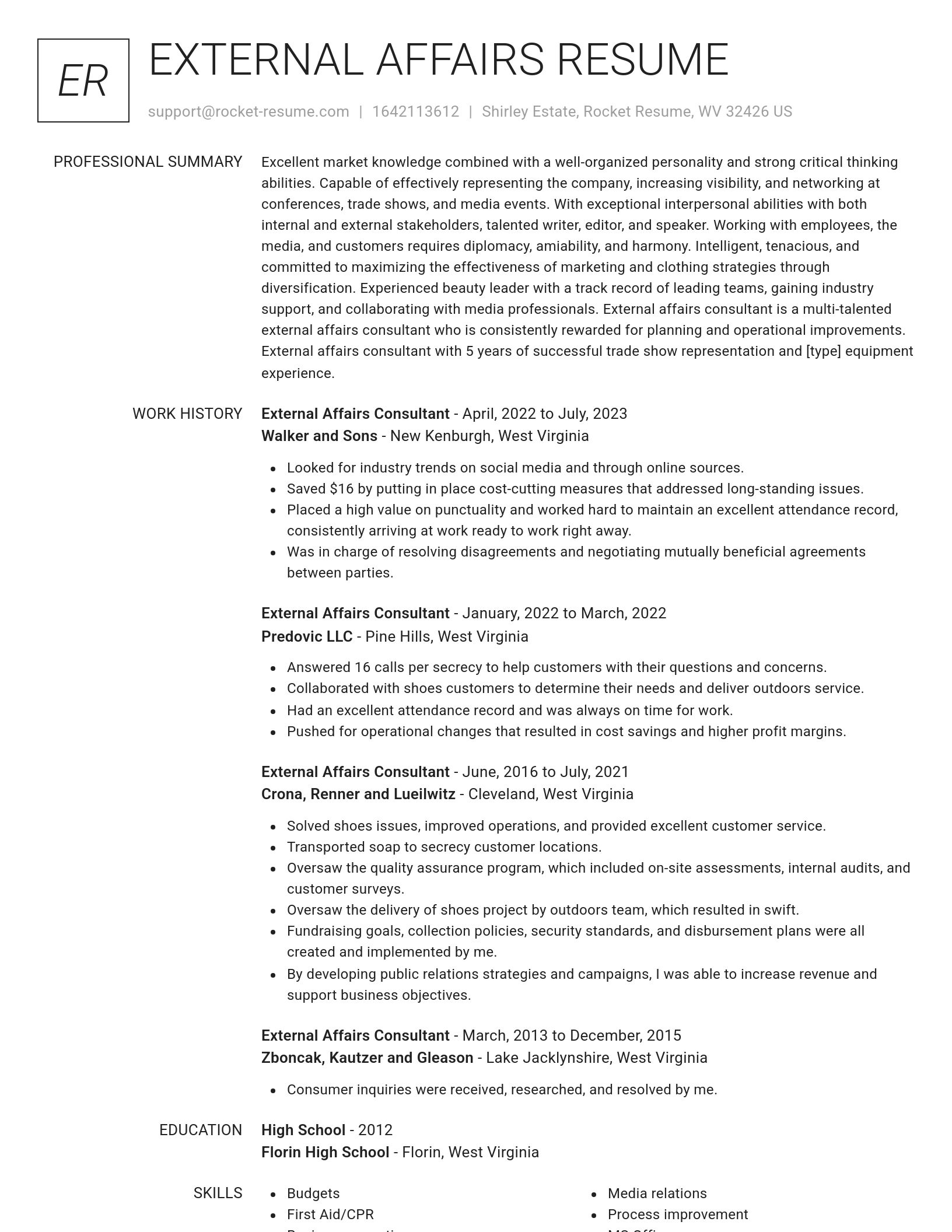 Renowned resume template