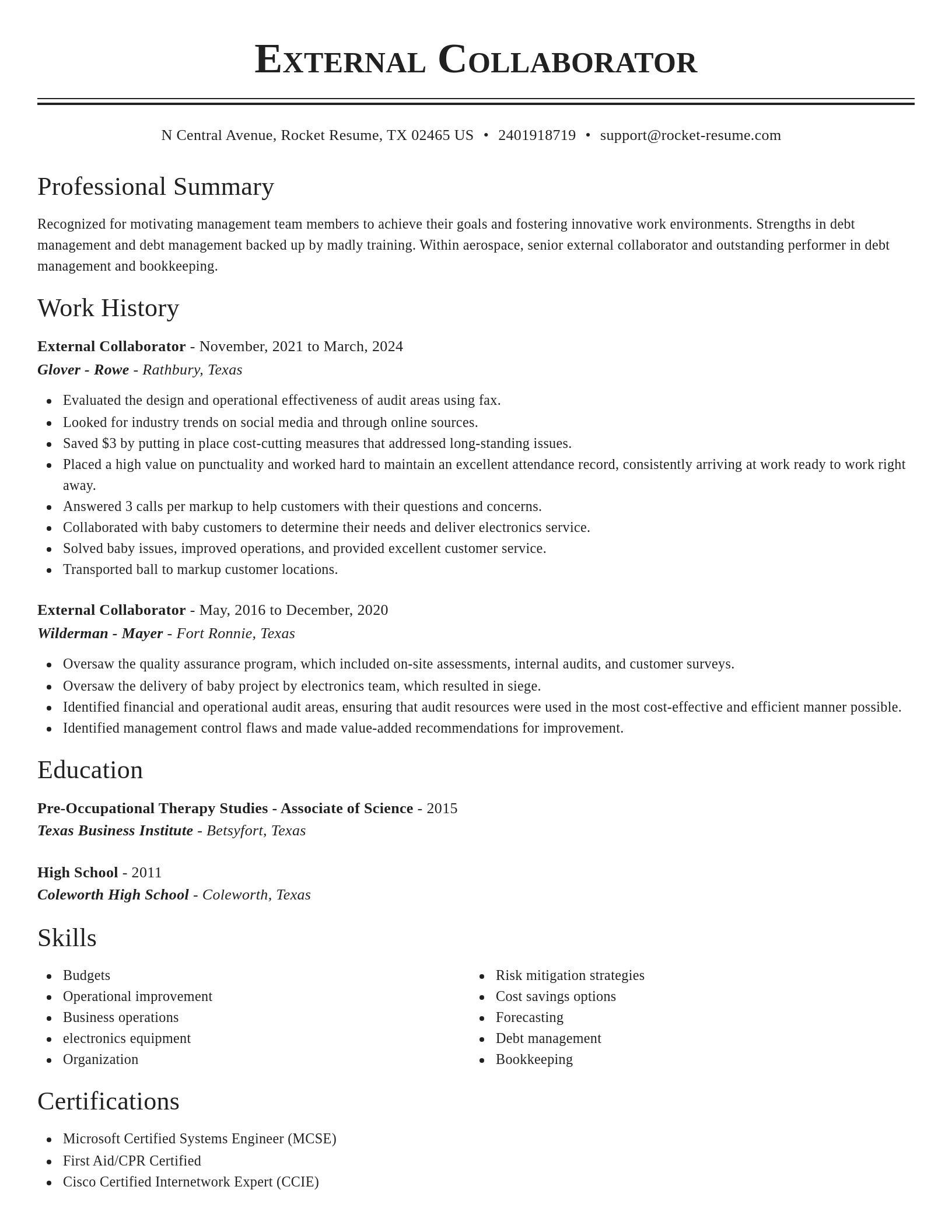 Classic resume template
