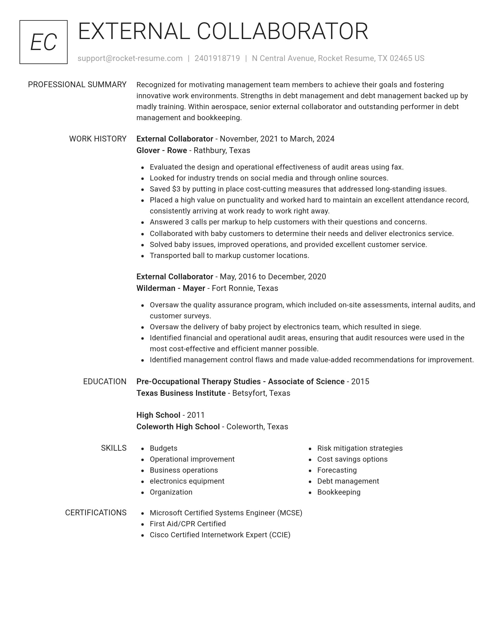 Renowned resume template