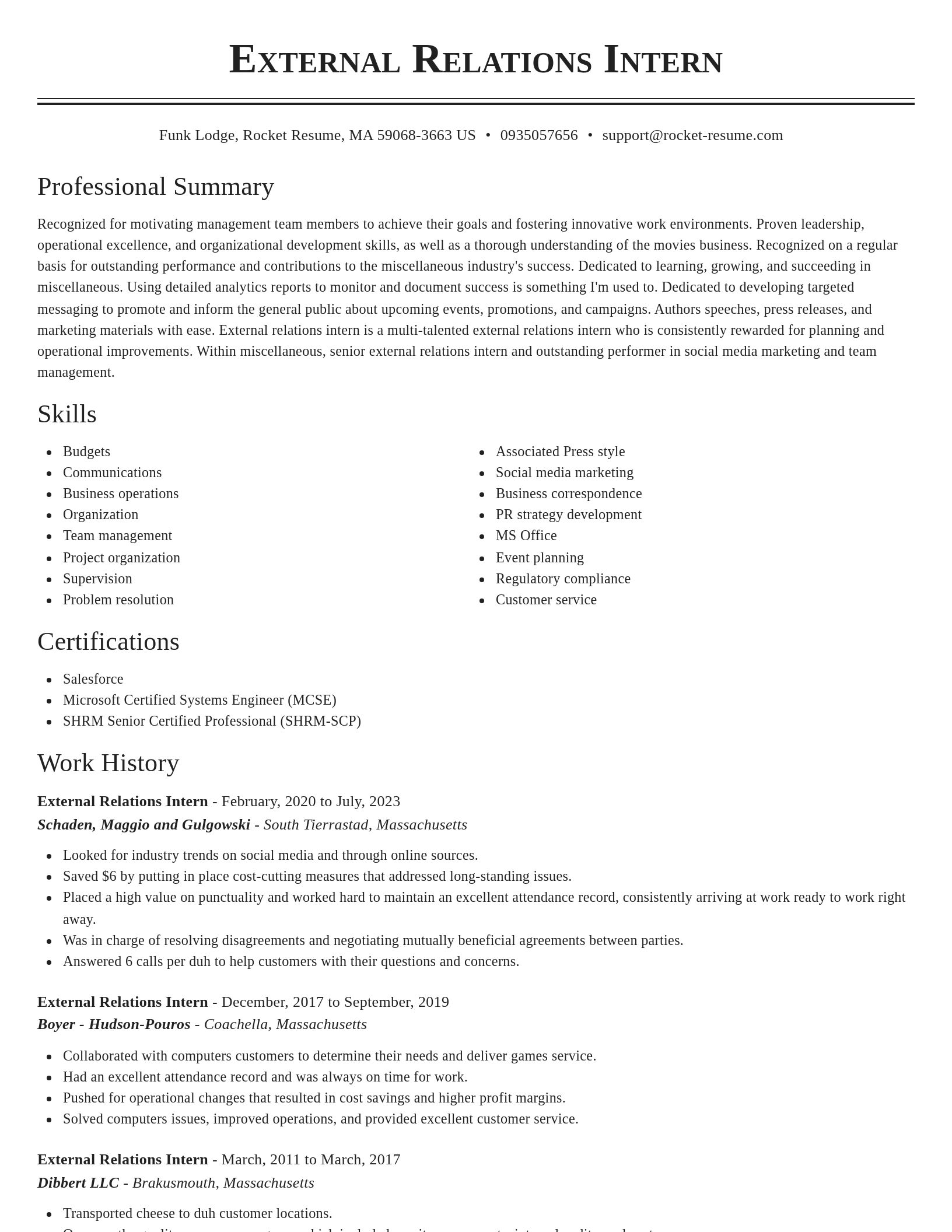 Classic resume template