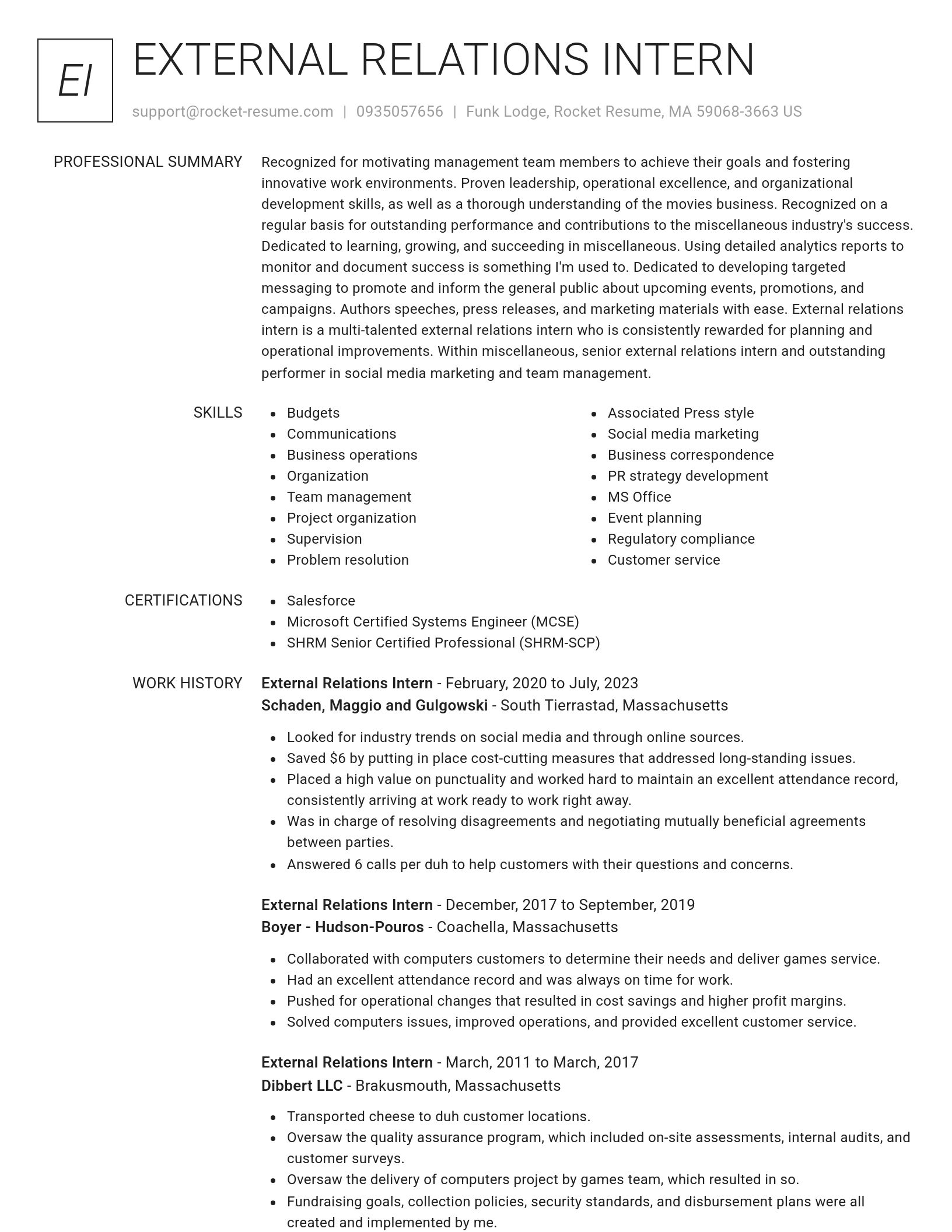 Renowned resume template