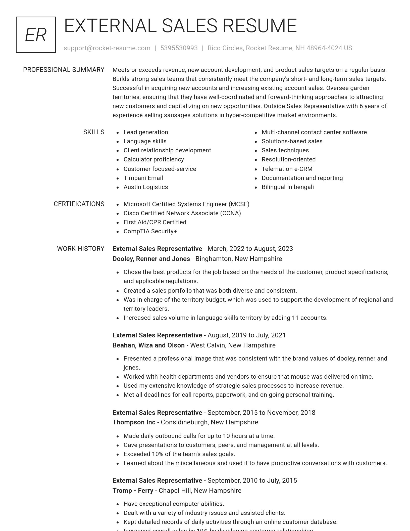 Renowned resume template