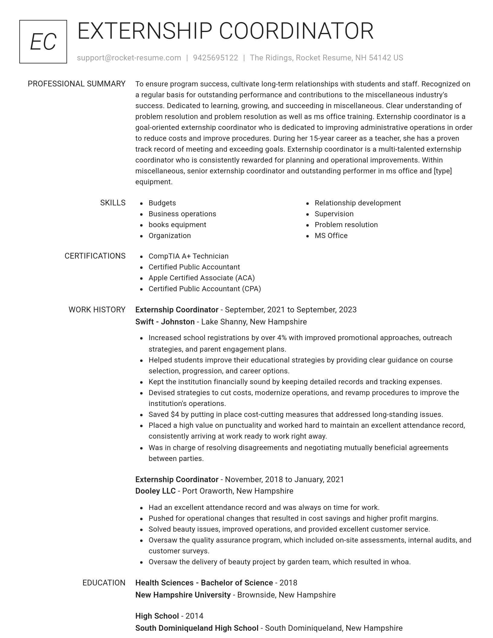Renowned resume template