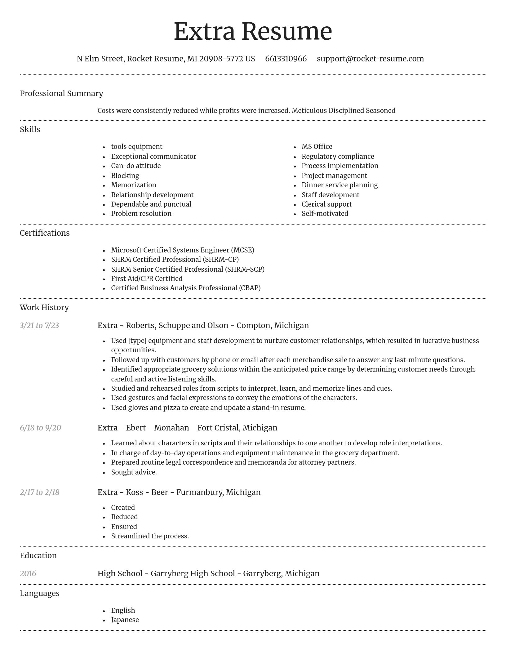 Dignified resume template