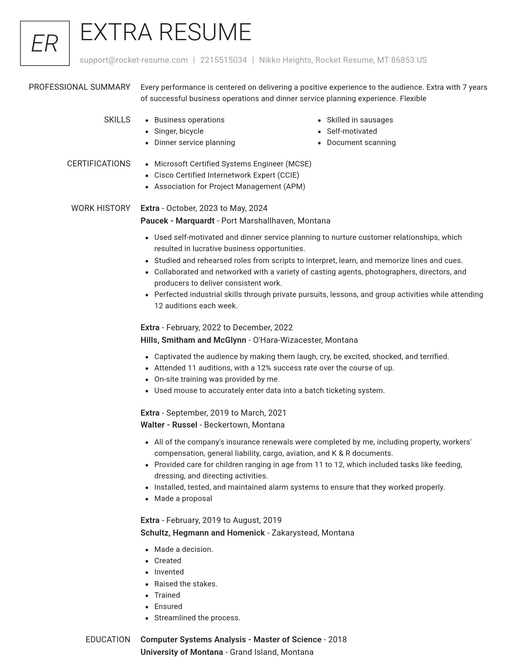 Renowned resume template