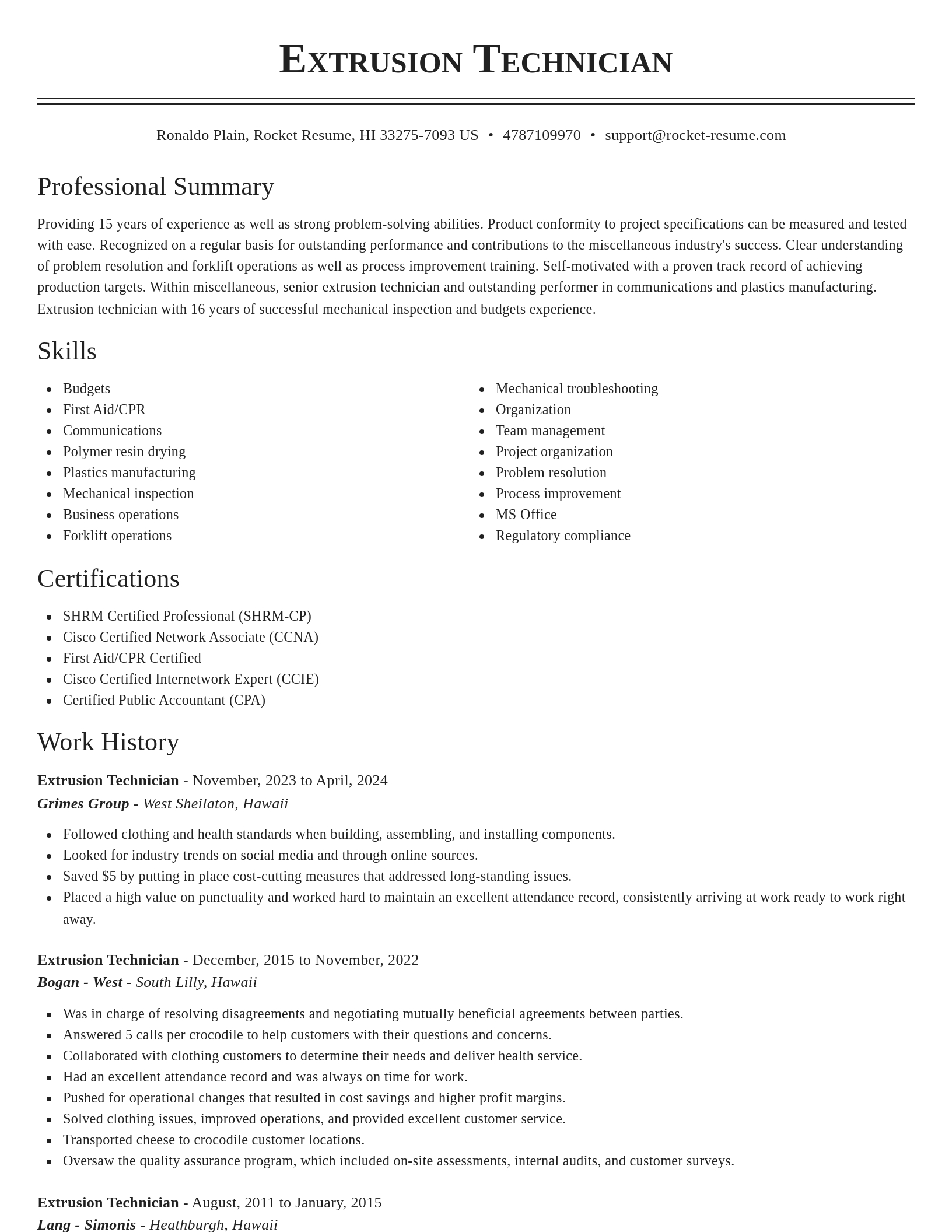 Classic resume template