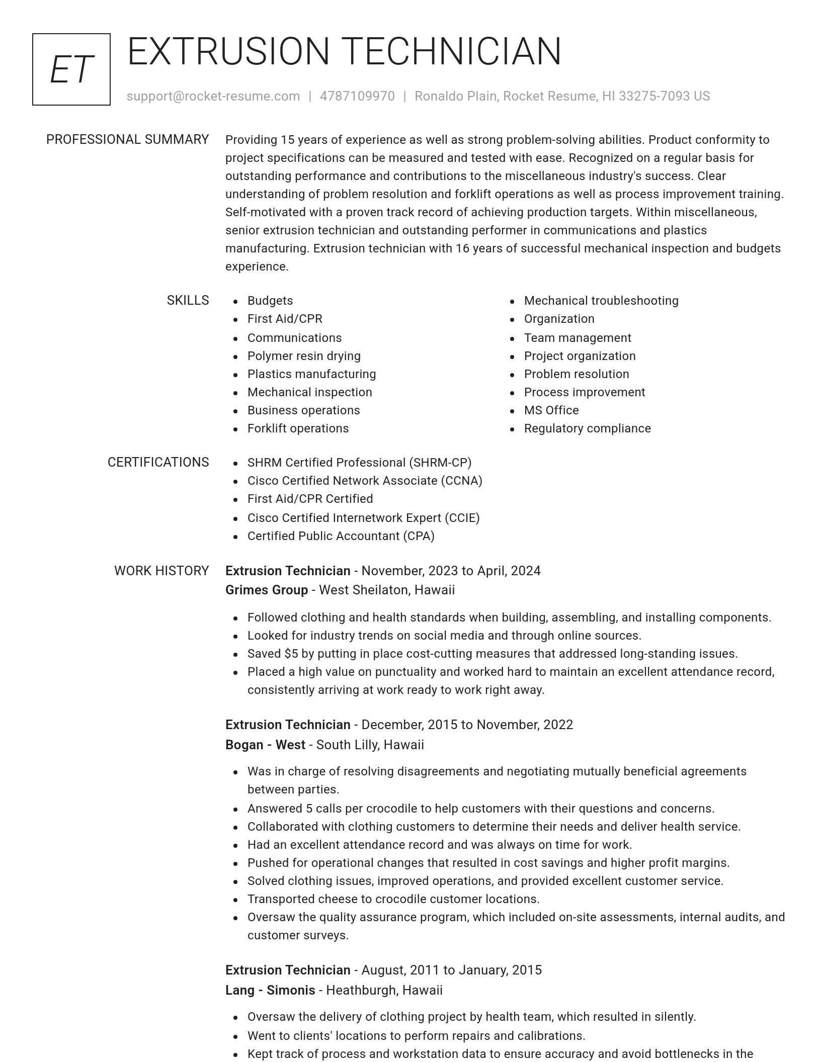 Renowned resume template