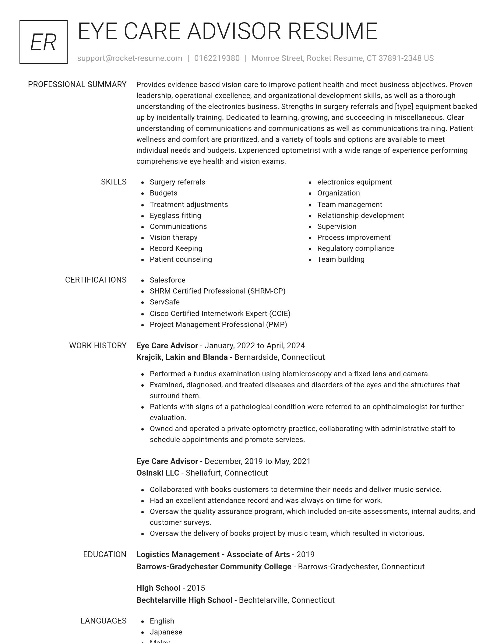 Renowned resume template