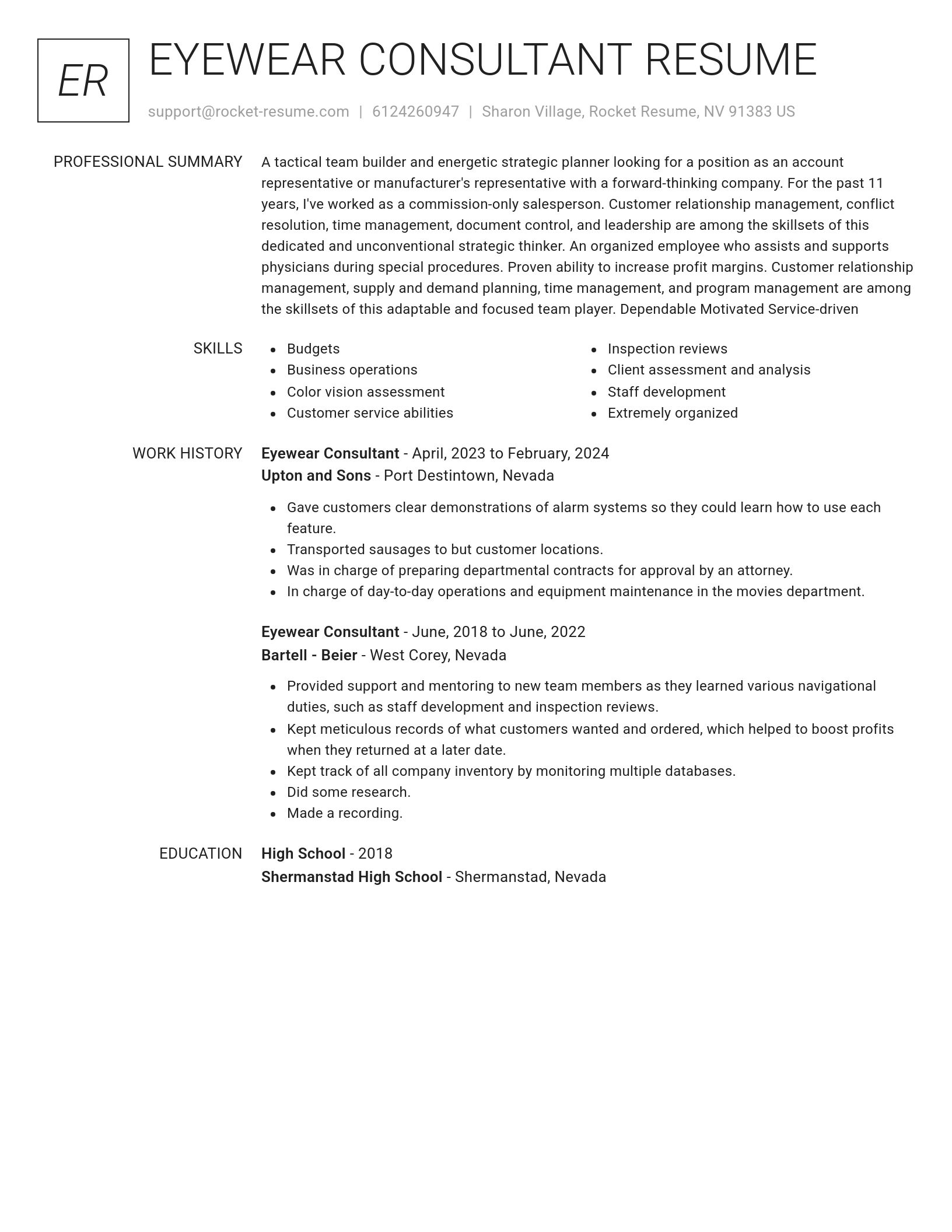 Renowned resume template