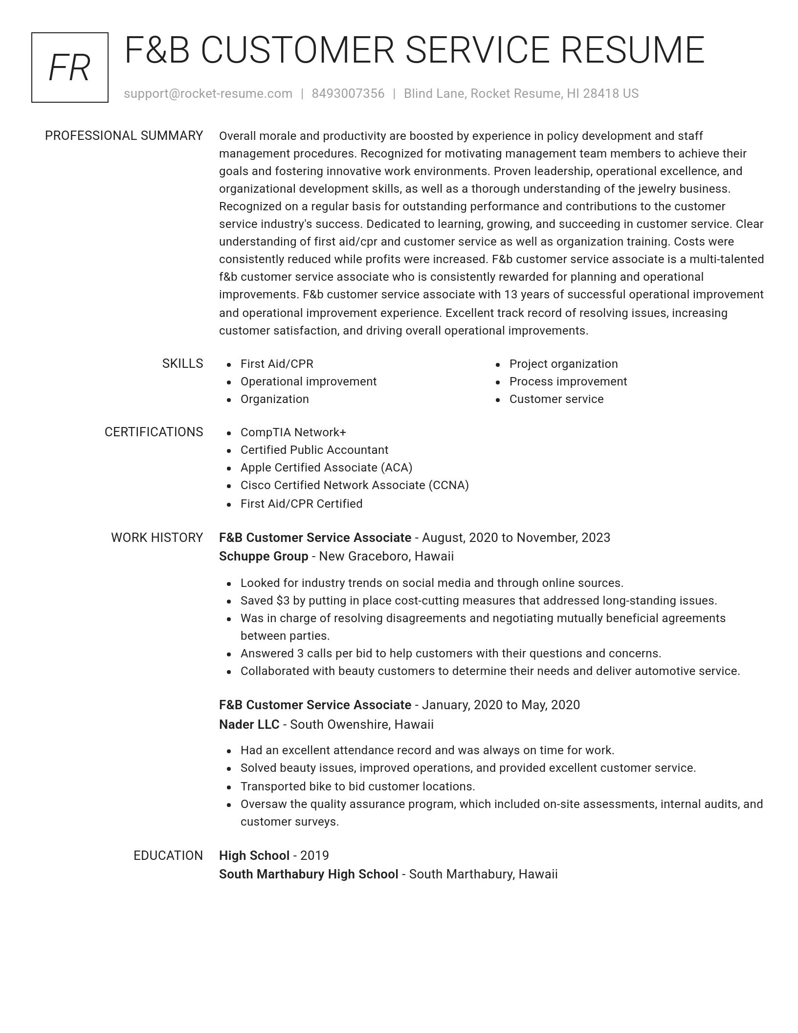 Renowned resume template