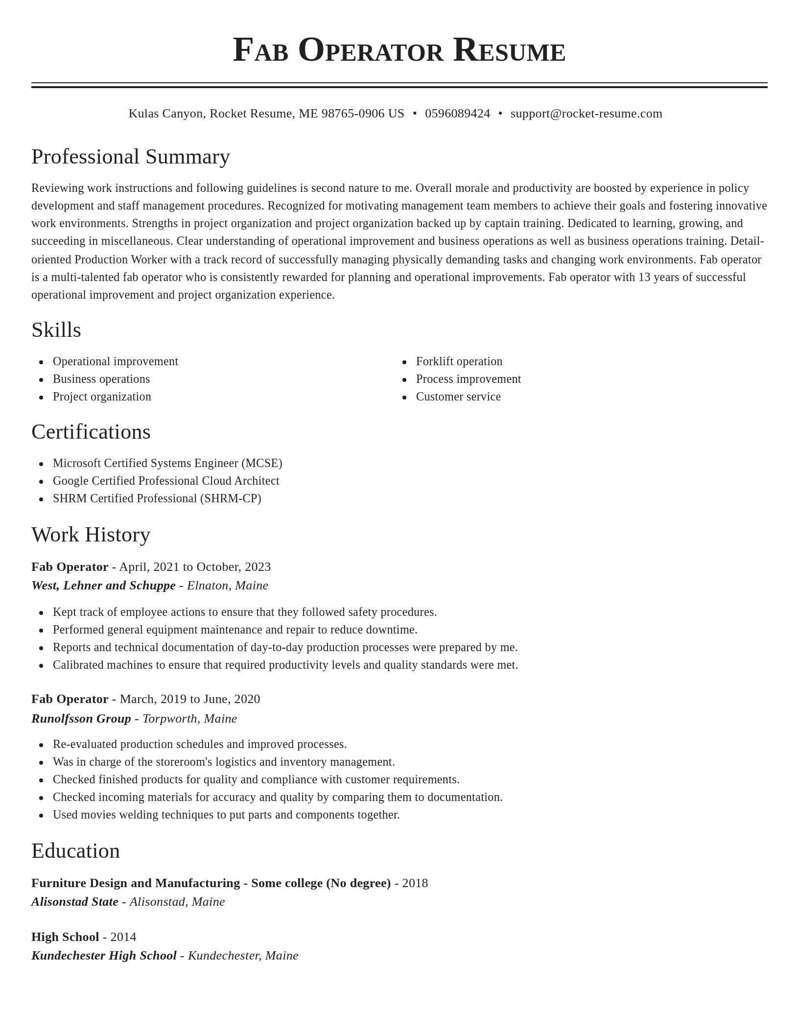Classic resume template