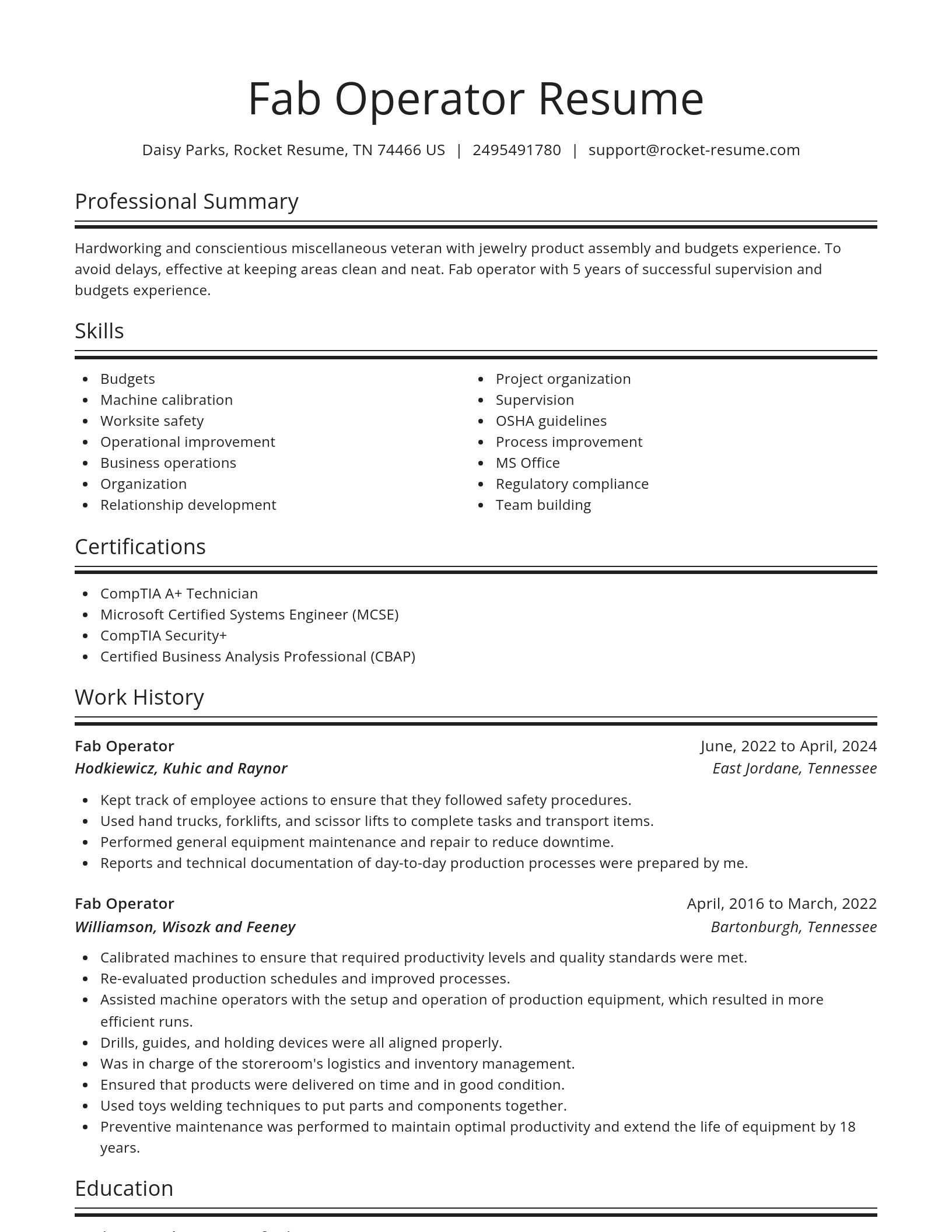 Spotlight resume template