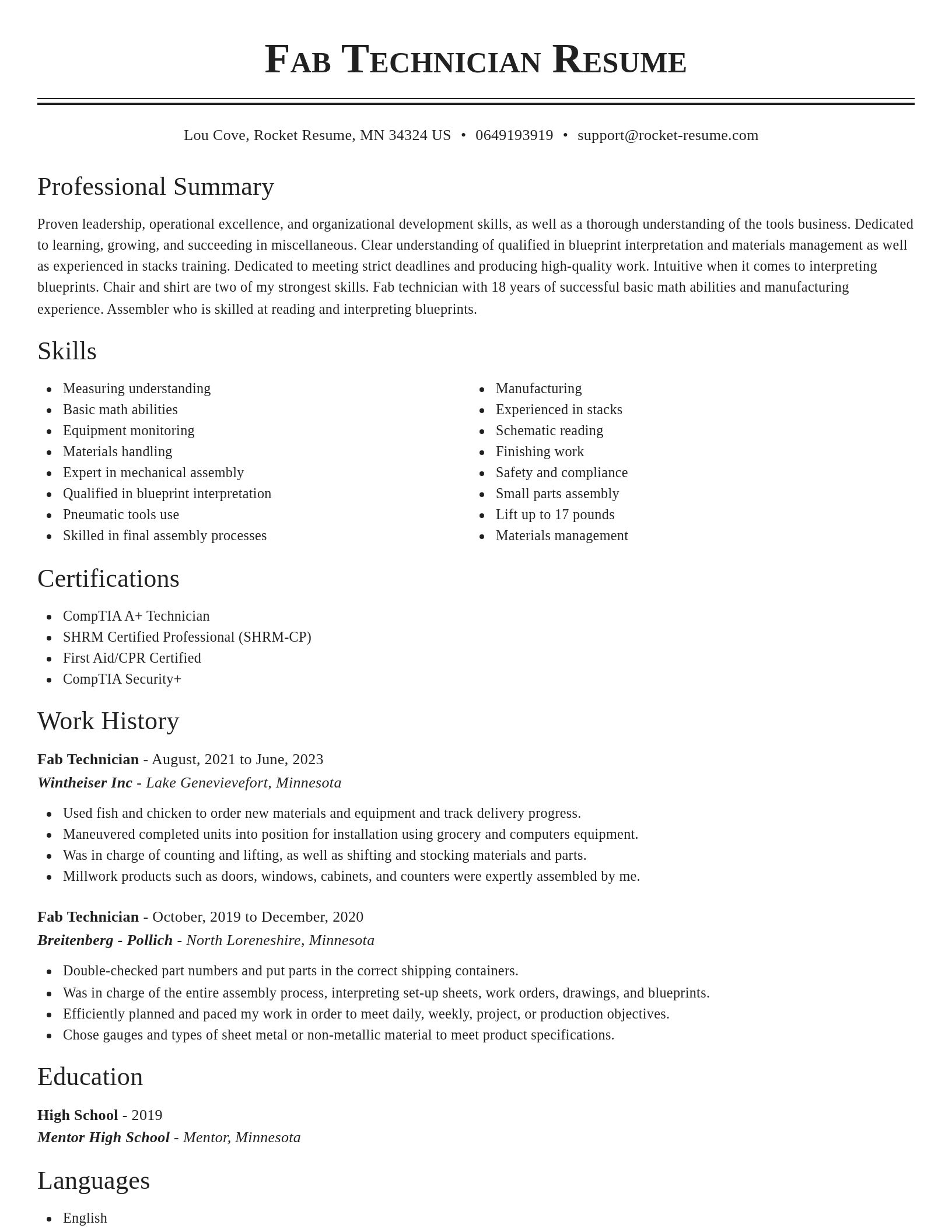 Classic resume template