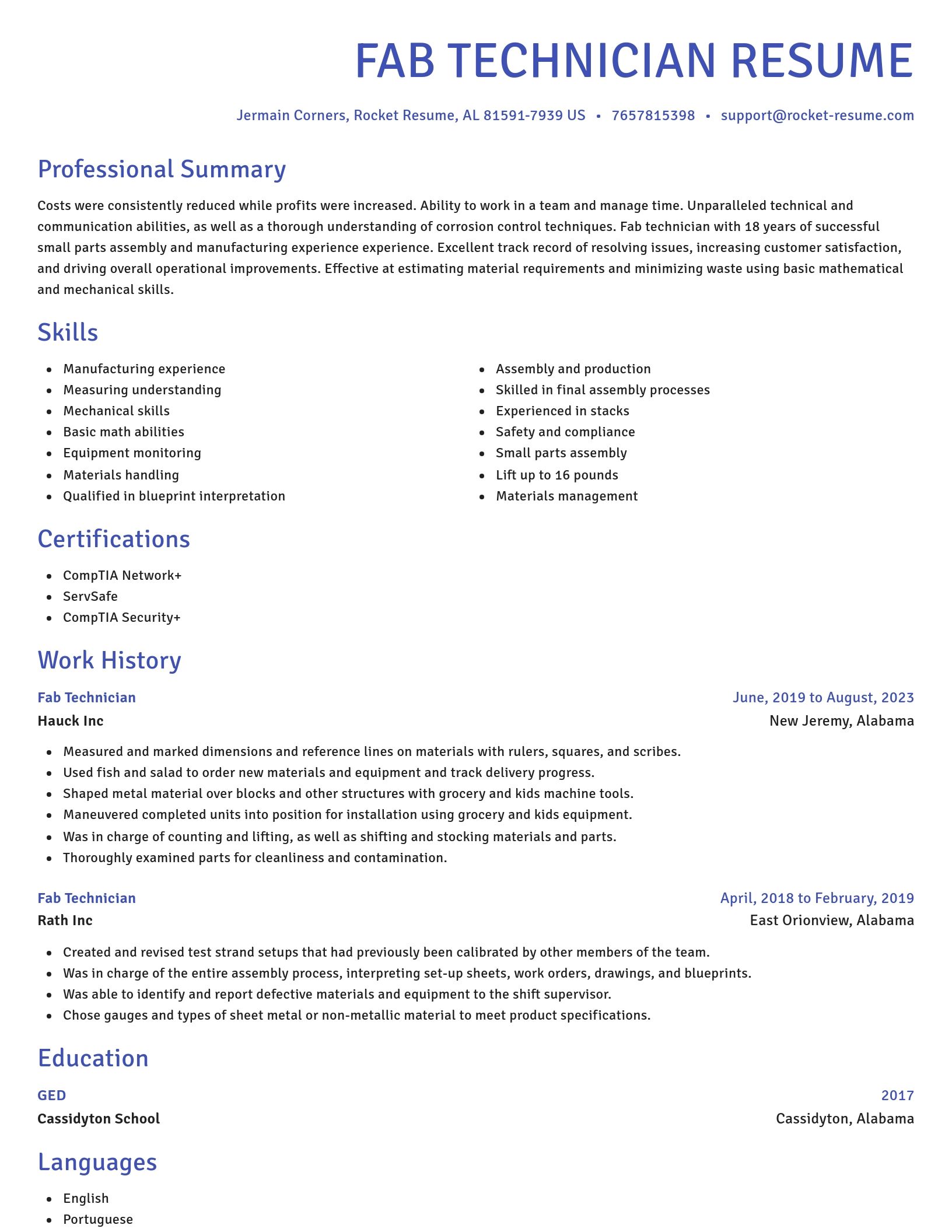 Novel resume template