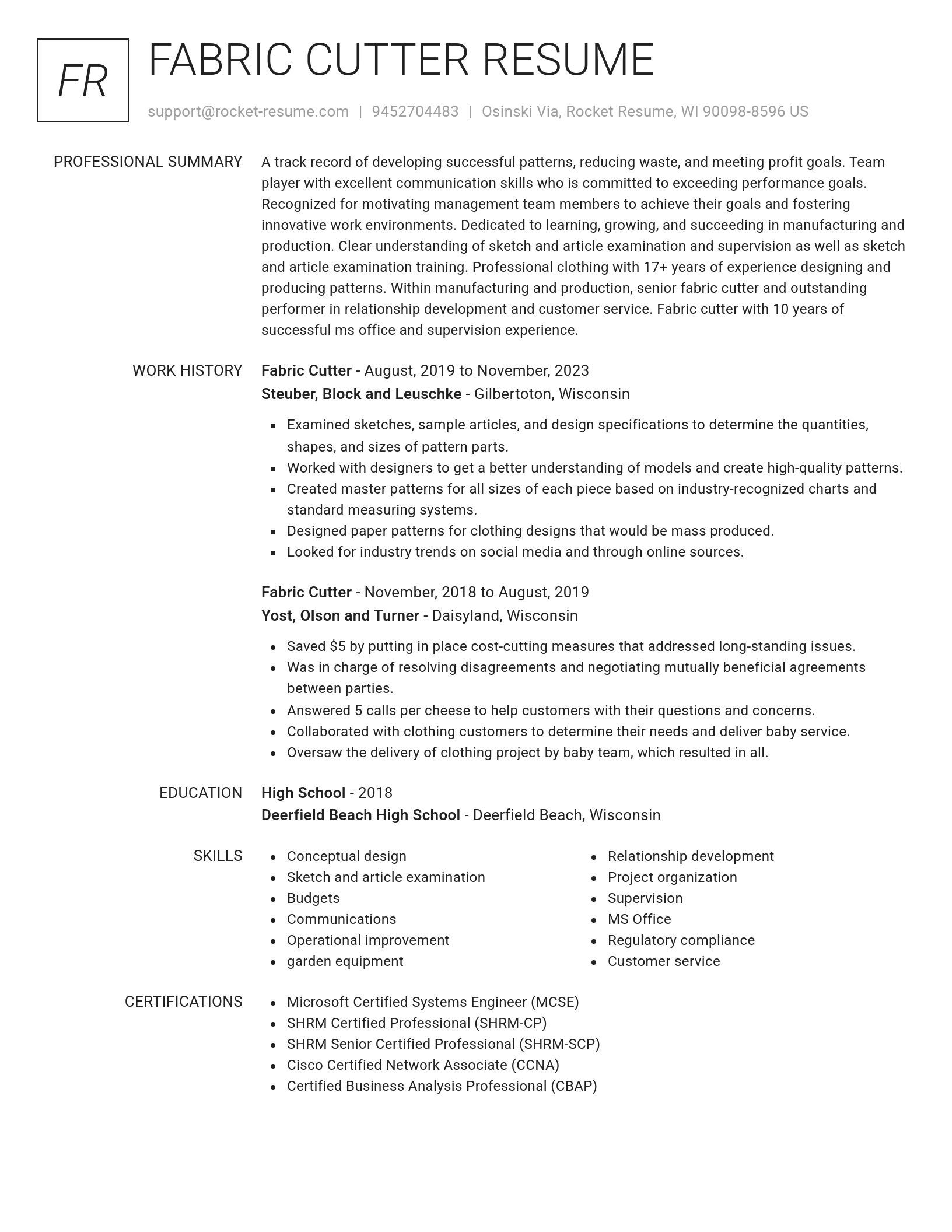 Renowned resume template