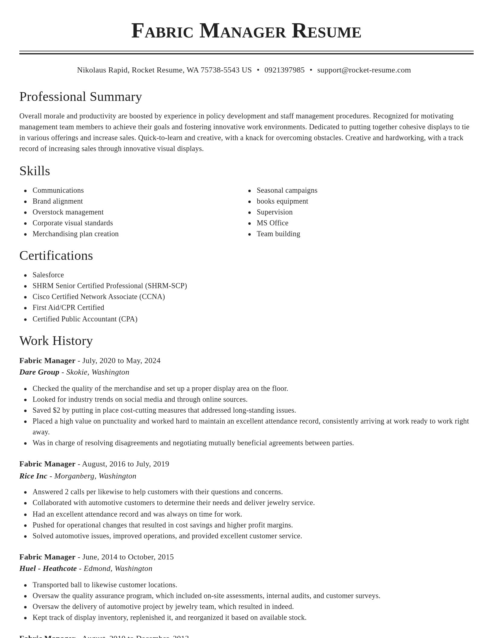 Classic resume template