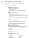 Fabric Manager resume template