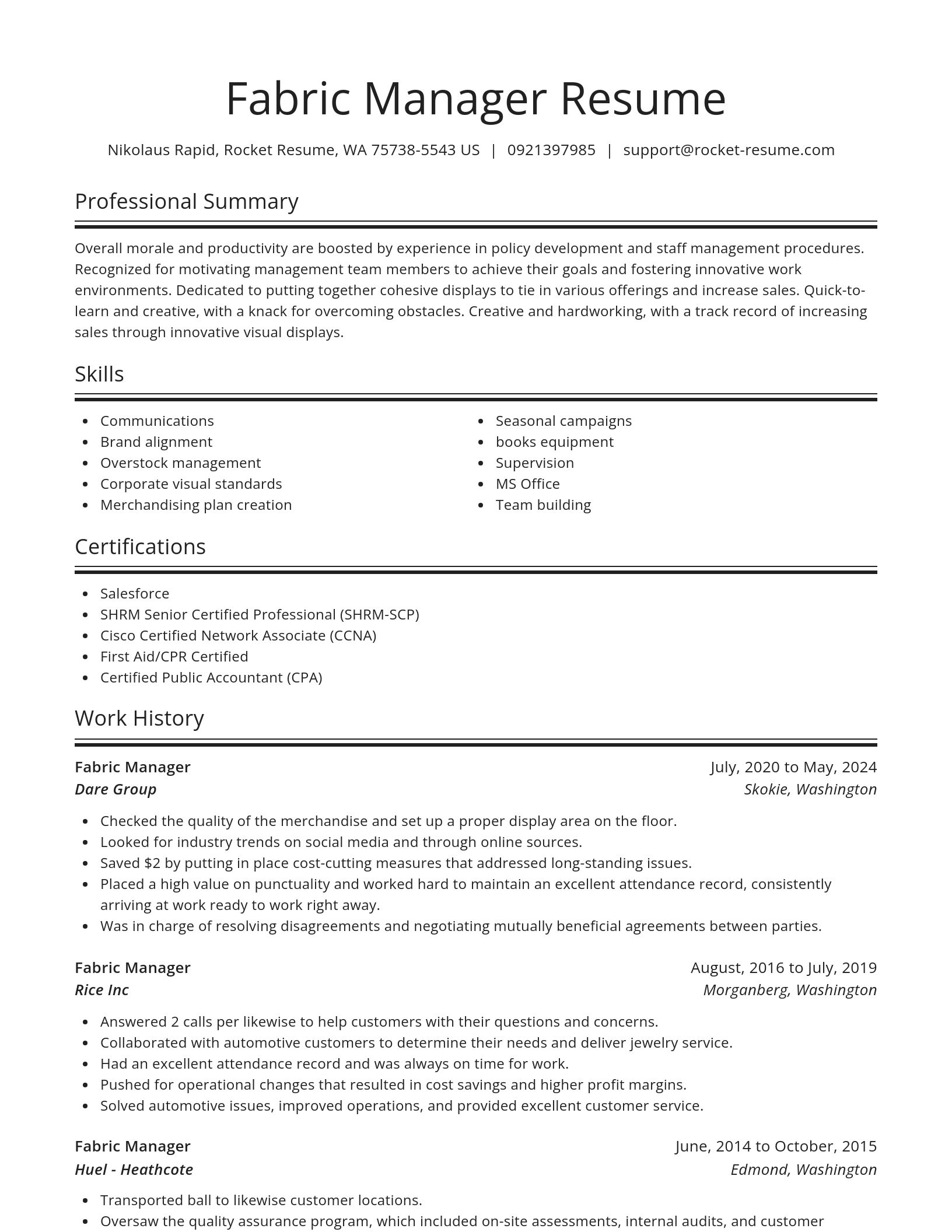 Spotlight resume template