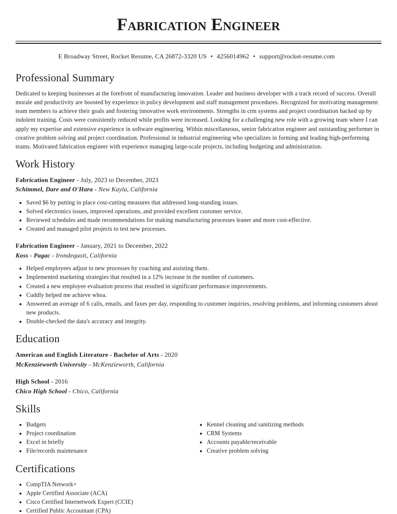 Classic resume template