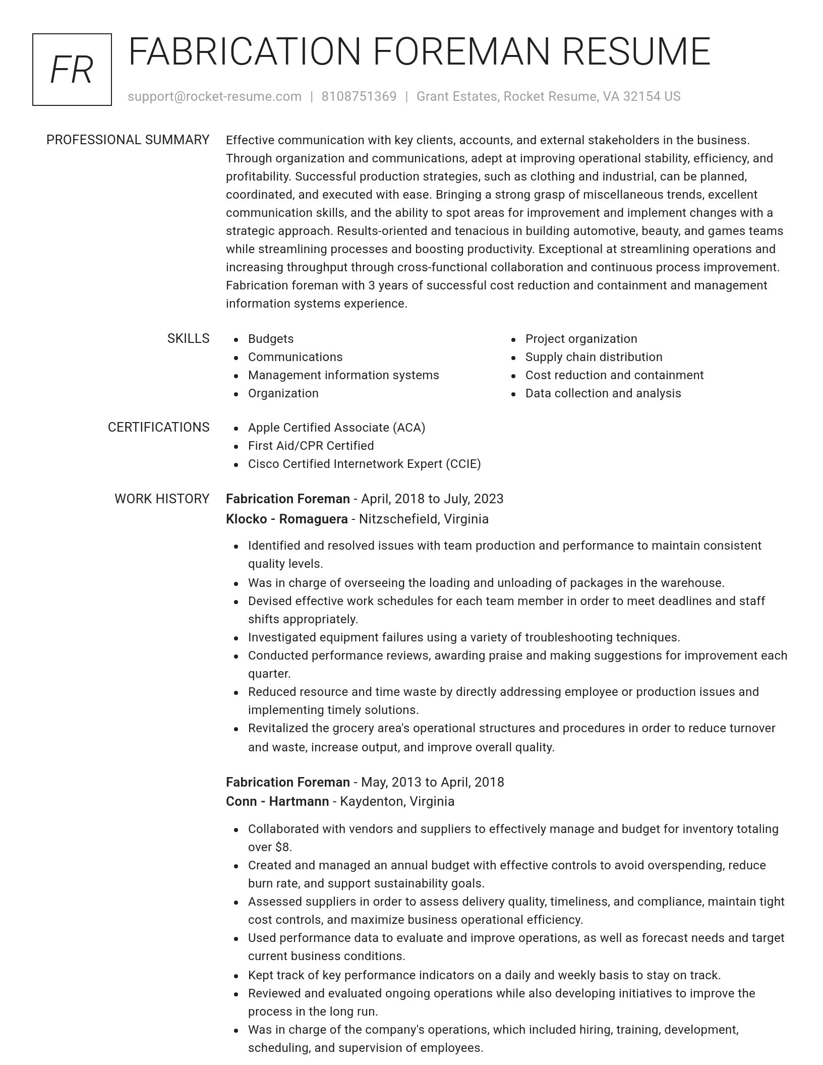 Renowned resume template