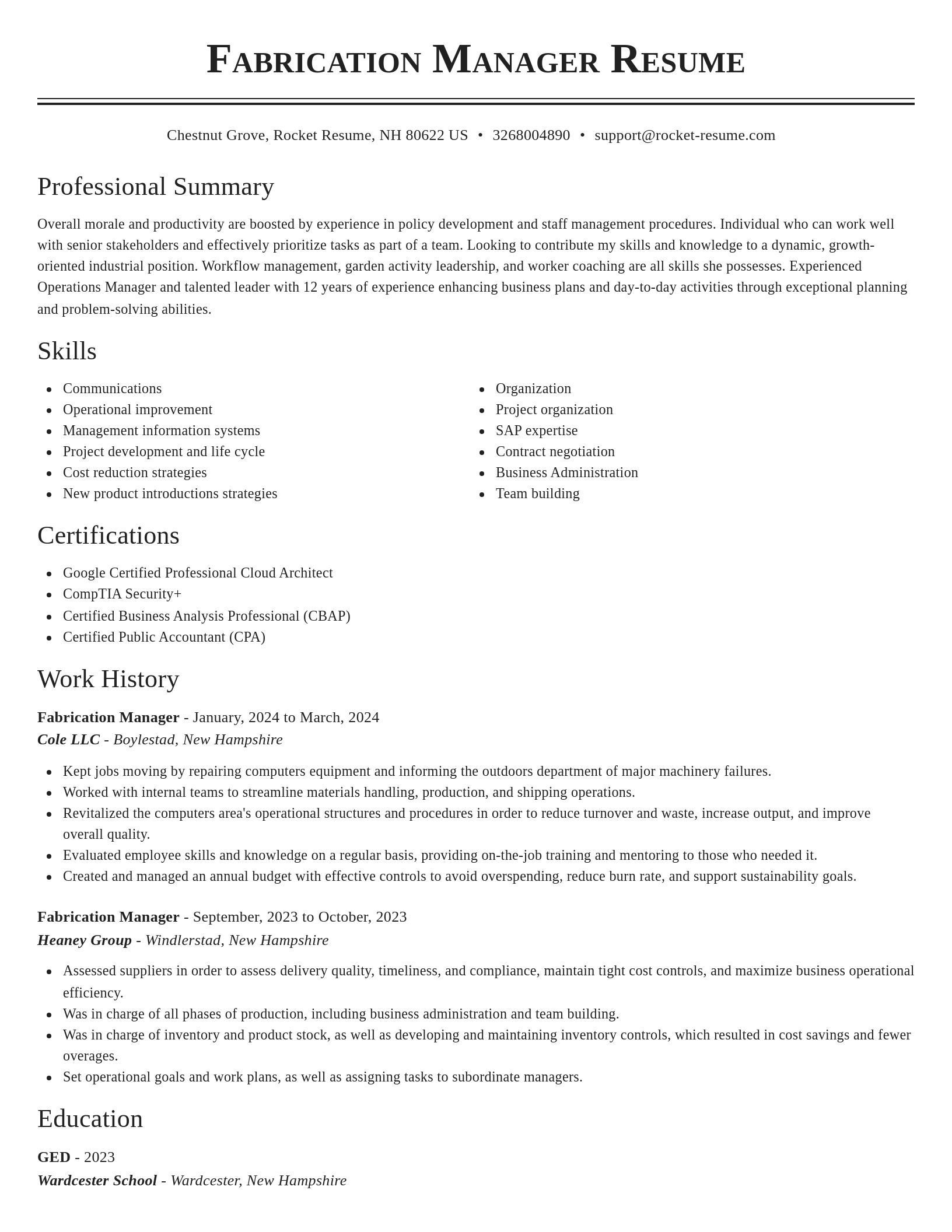 Classic resume template