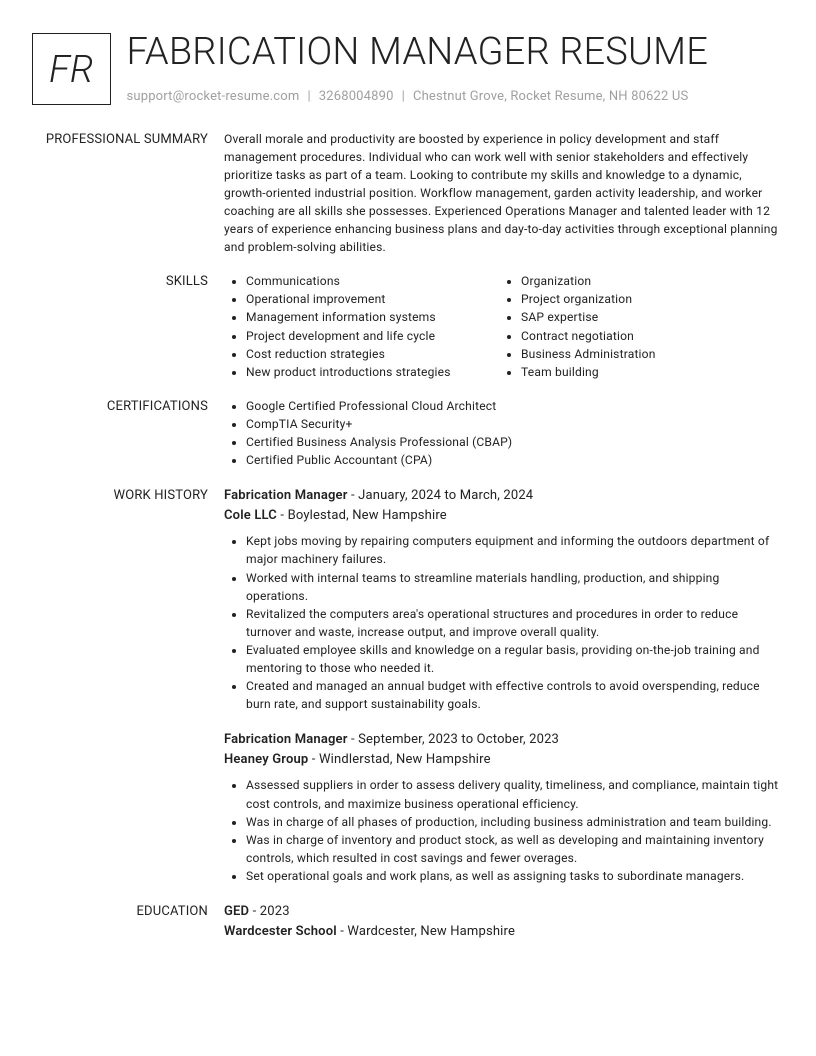 Renowned resume template
