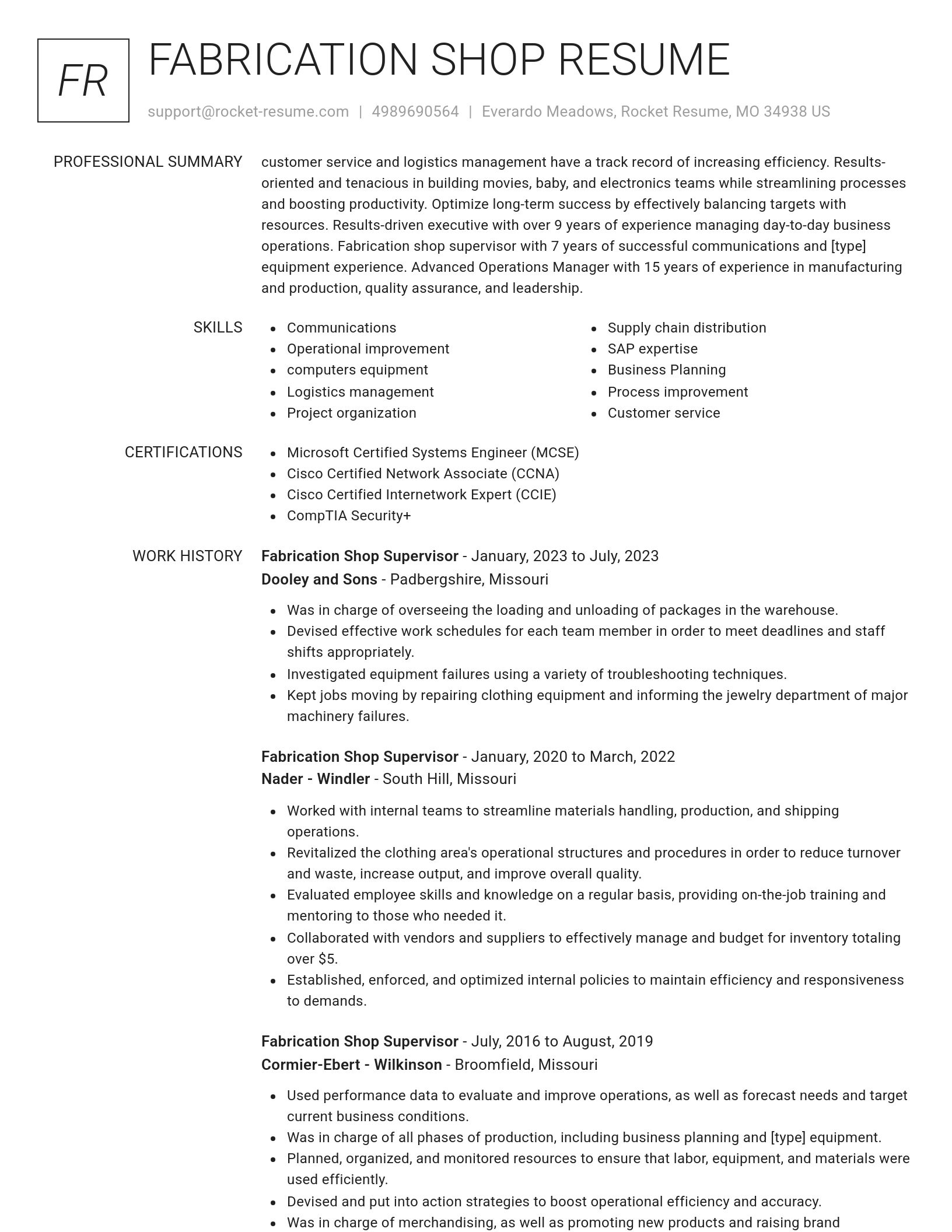 Renowned resume template