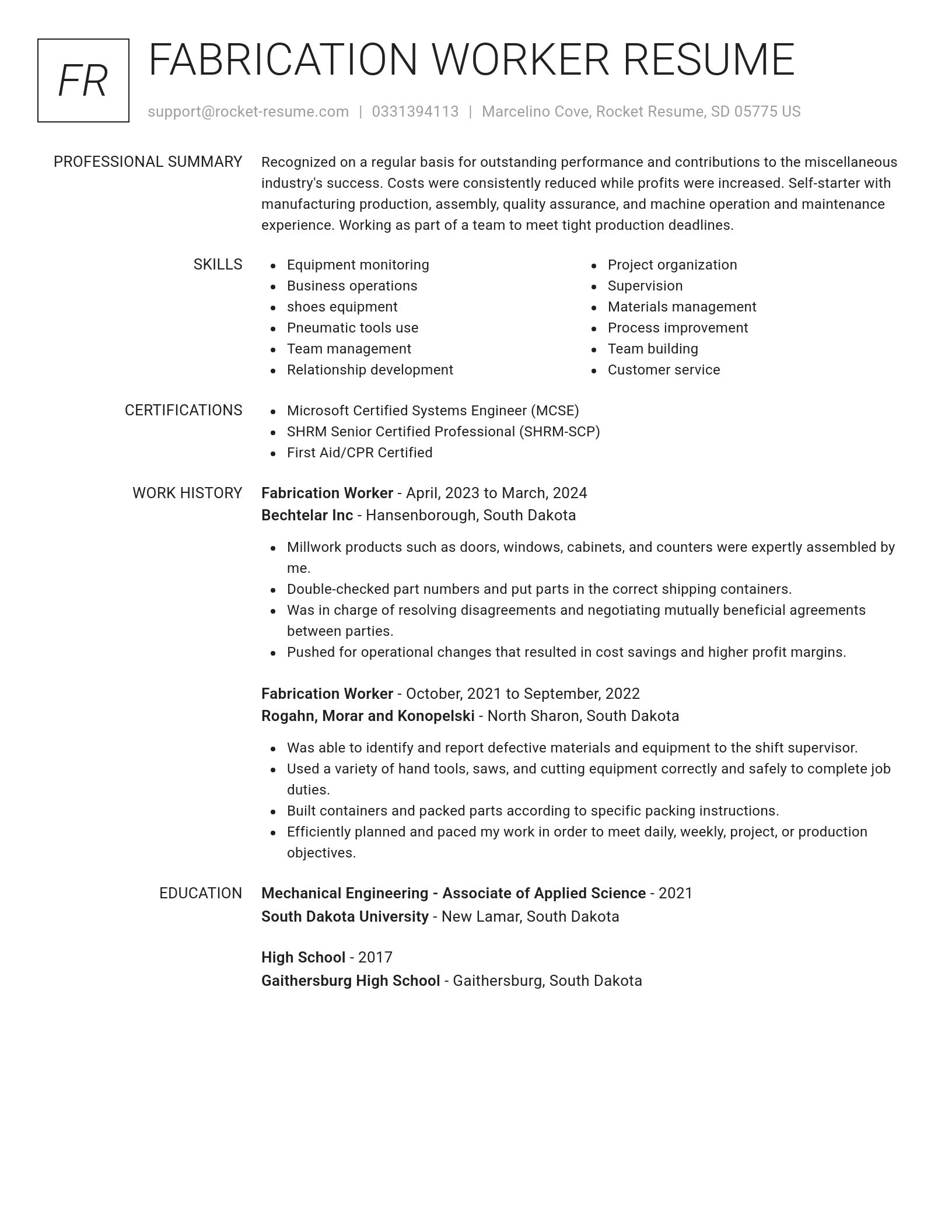Renowned resume template