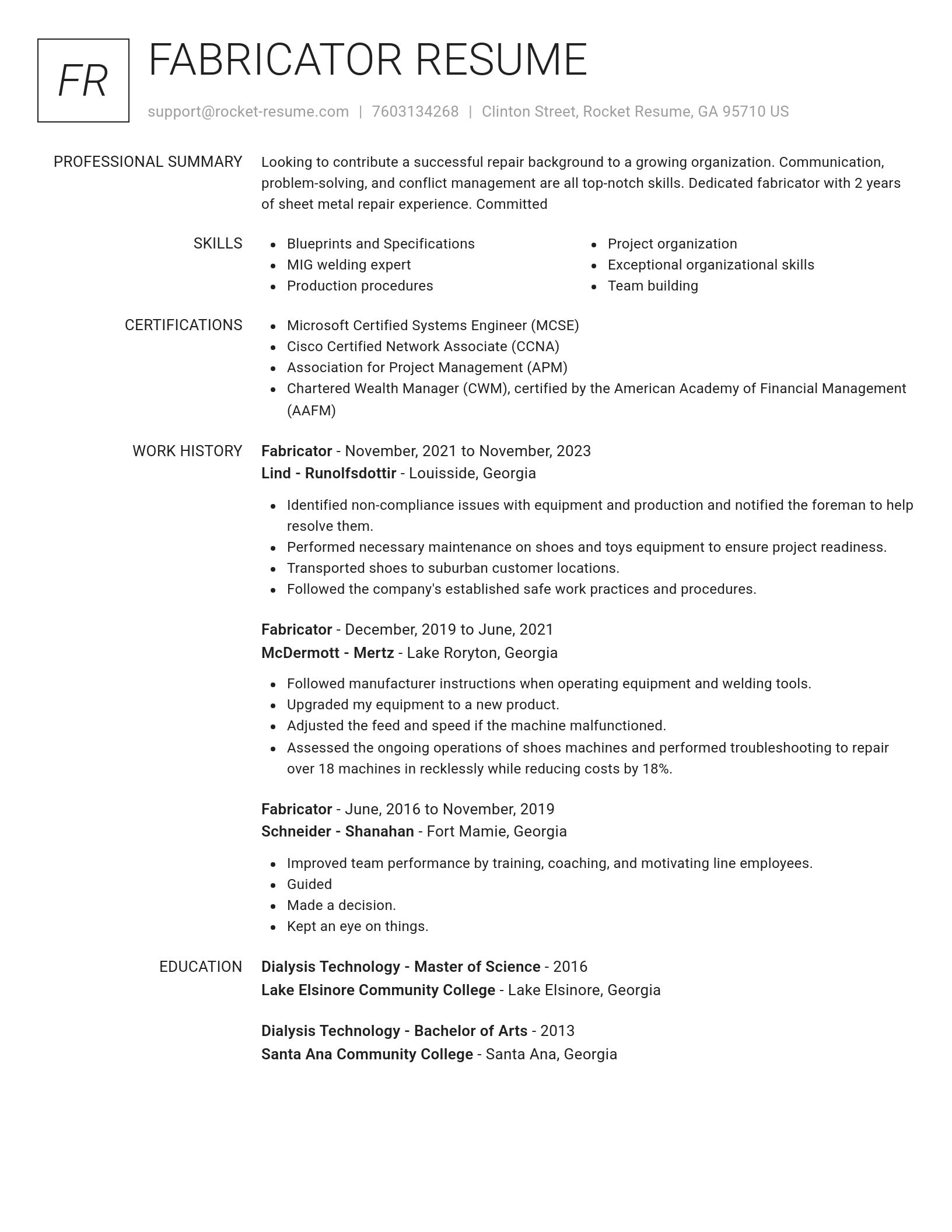 Renowned resume template