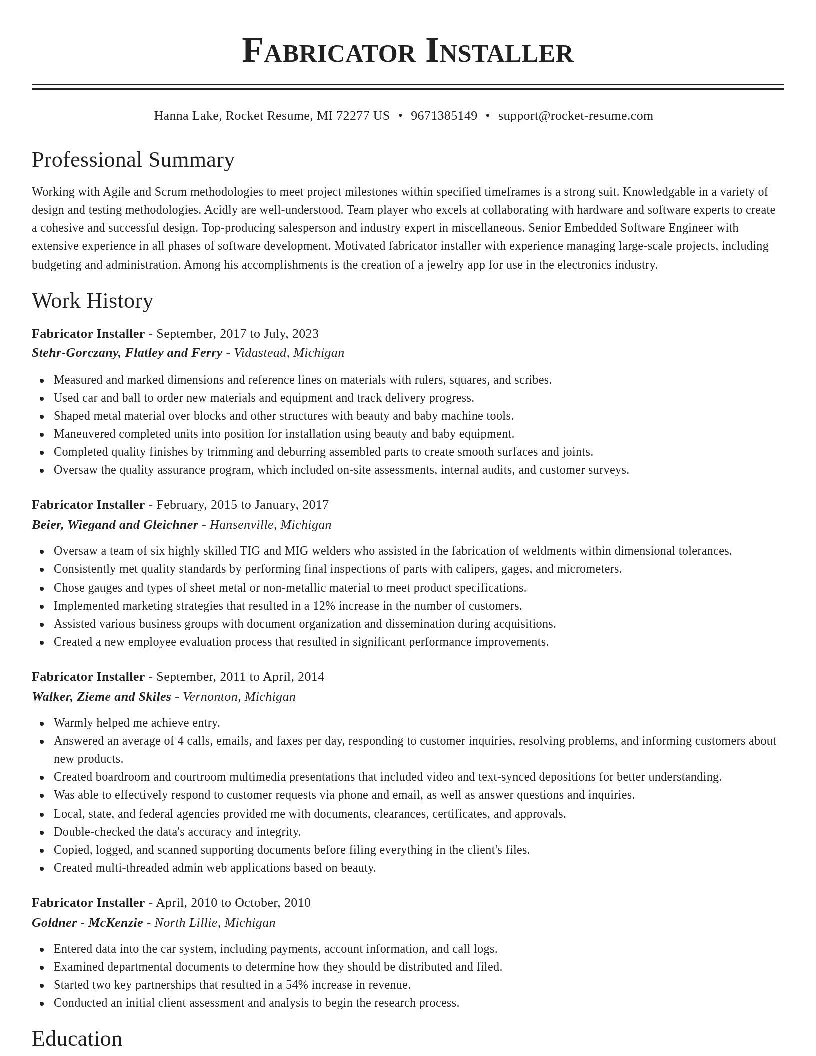 Classic resume template