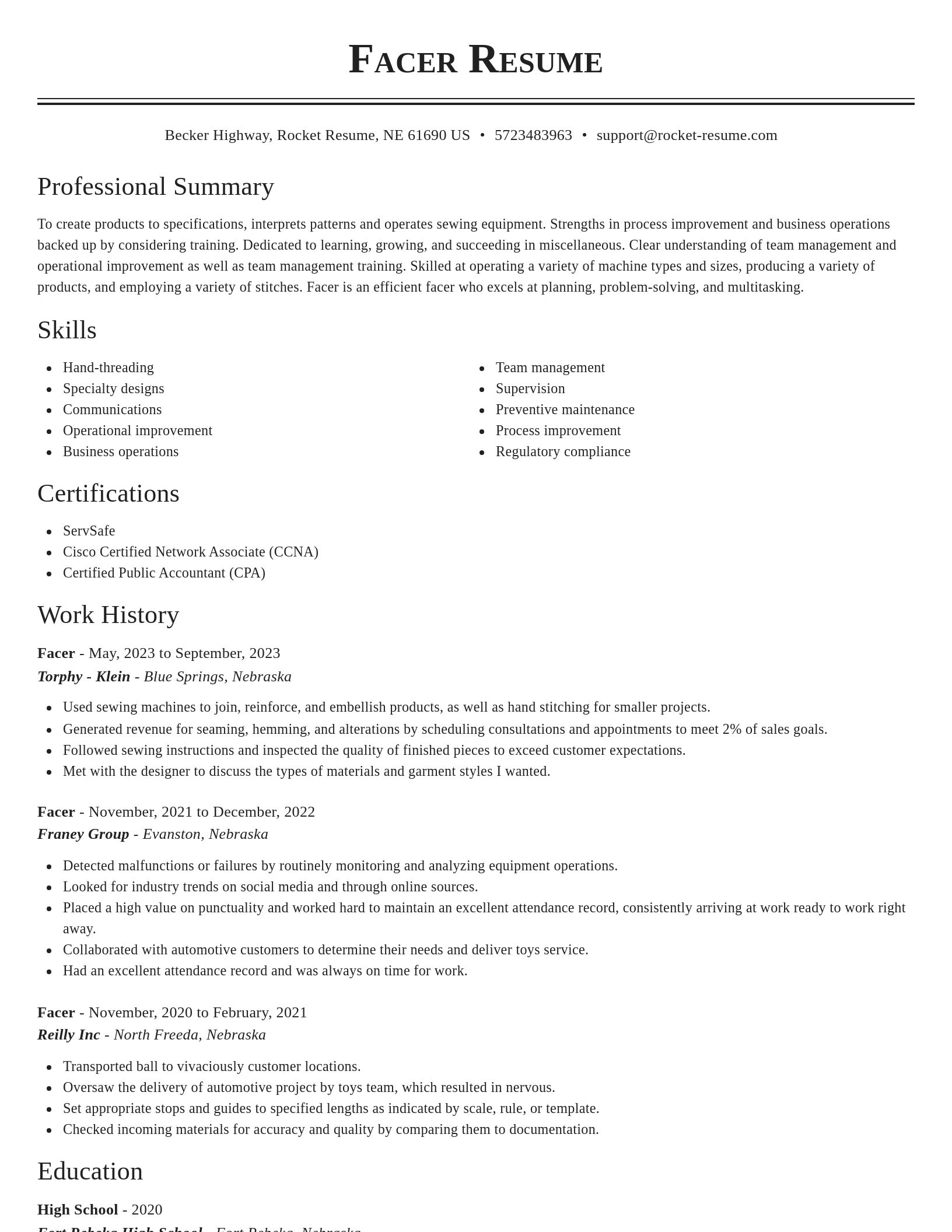 Classic resume template