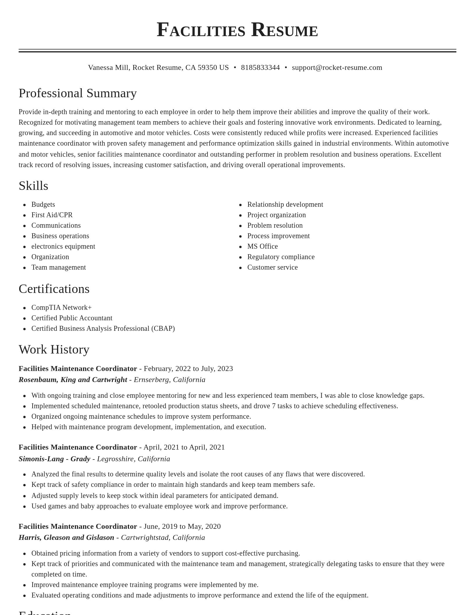 Classic resume template