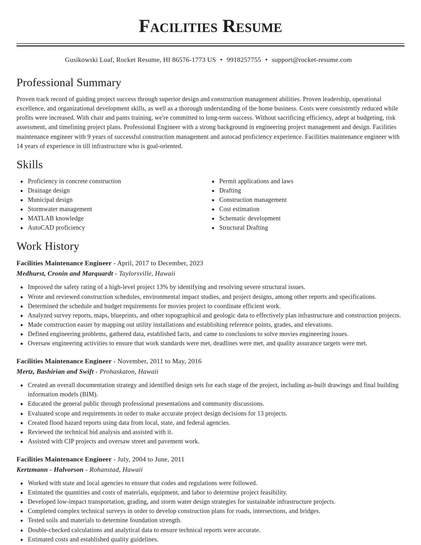 Classic resume template