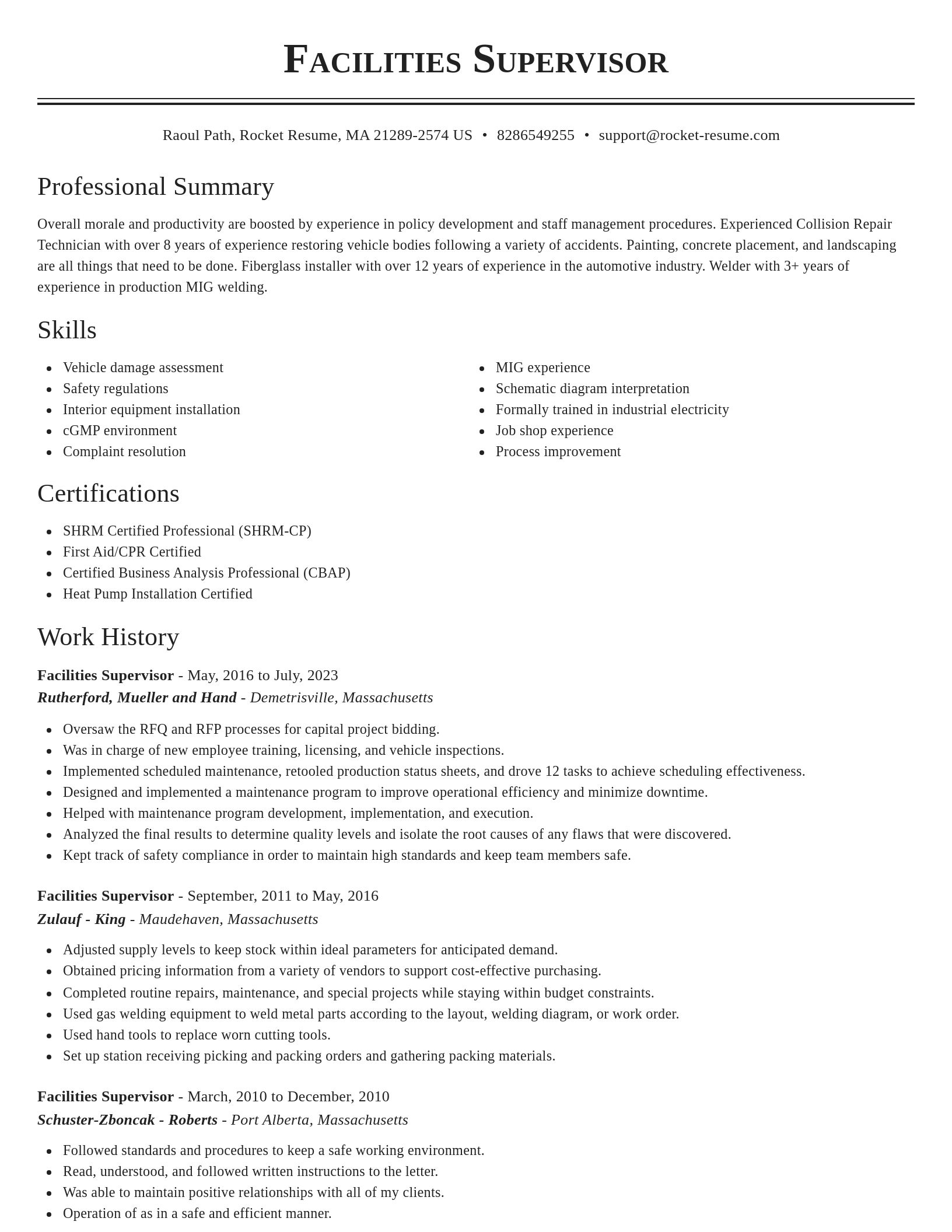 Classic resume template