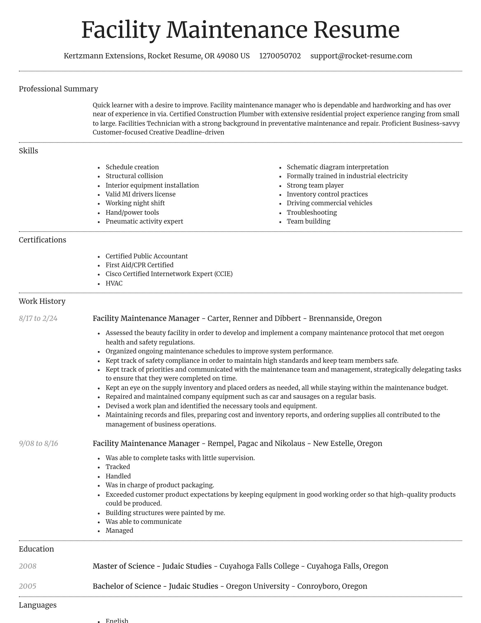 Dignified resume template