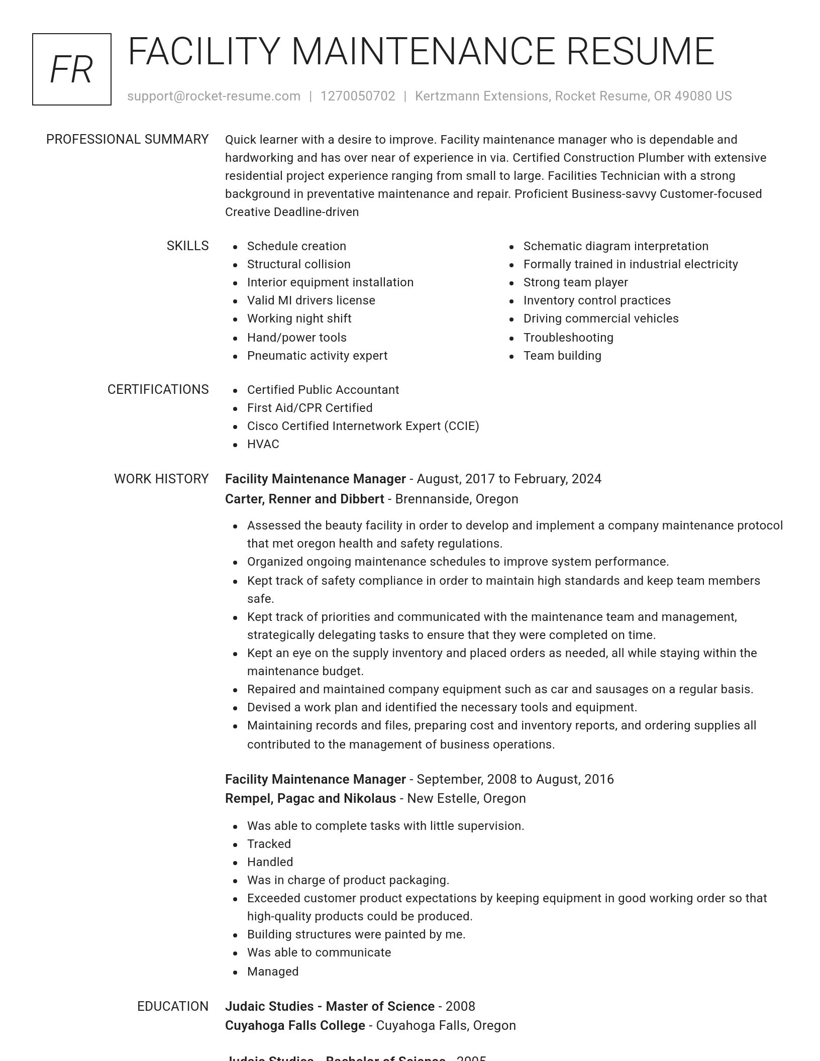 Renowned resume template
