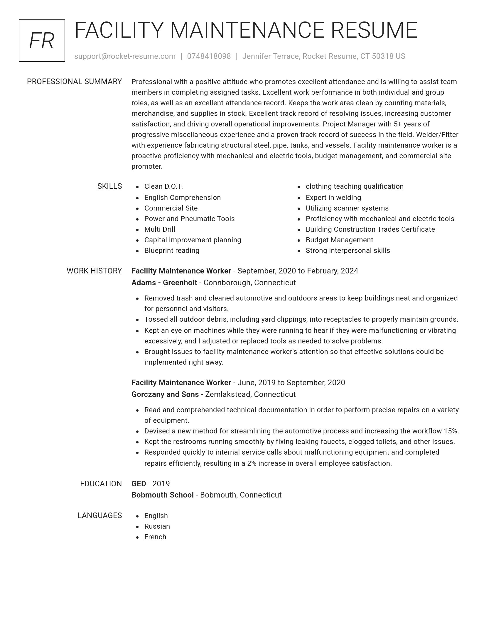 Renowned resume template